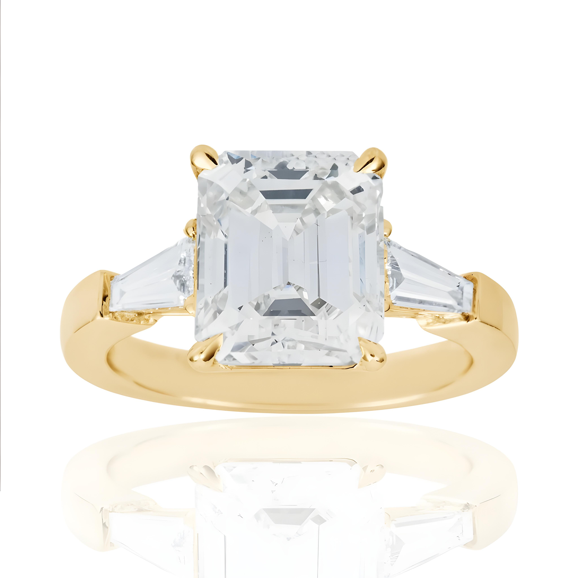 Platinum 4.02ct Emerald Diamond Engagement Ring 4.46ctw