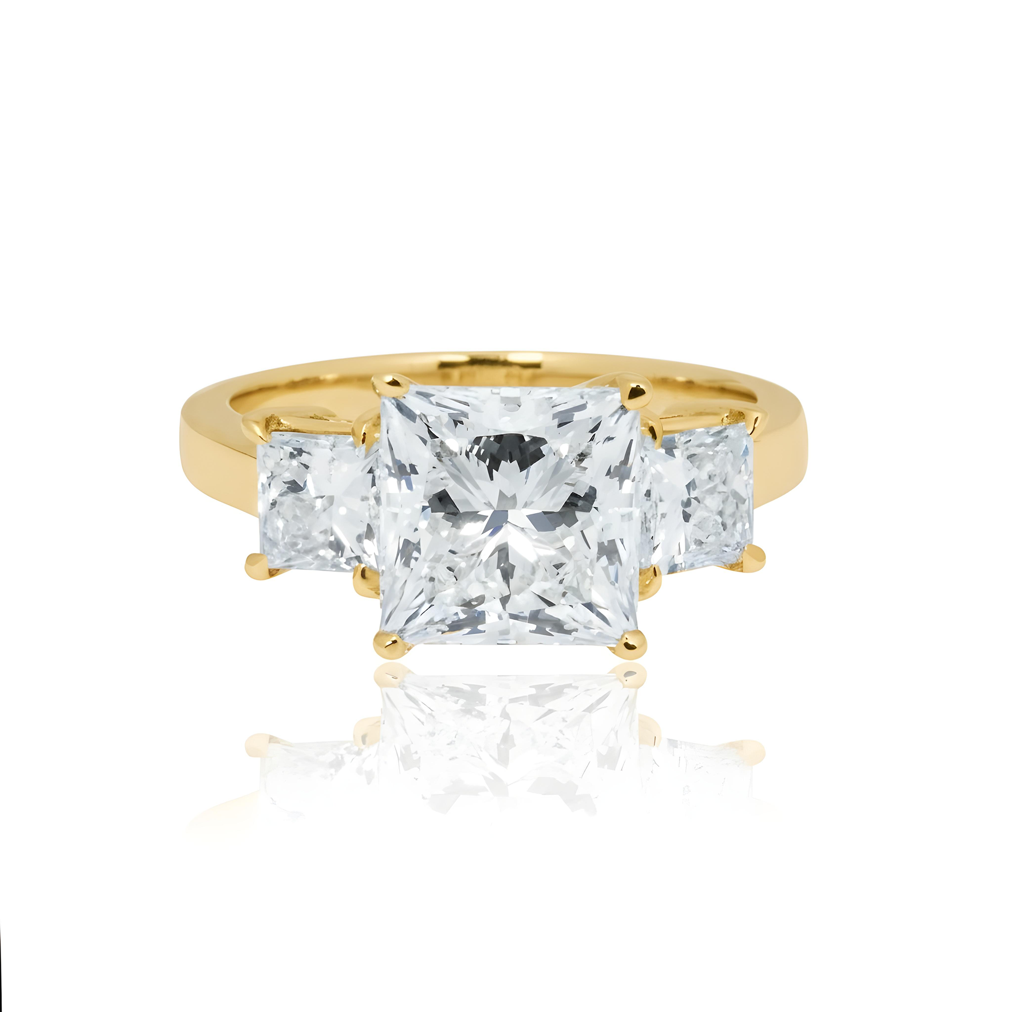 14K White Gold 3.10ct Princess Cut Diamond Engagement Ring 4.17ctw