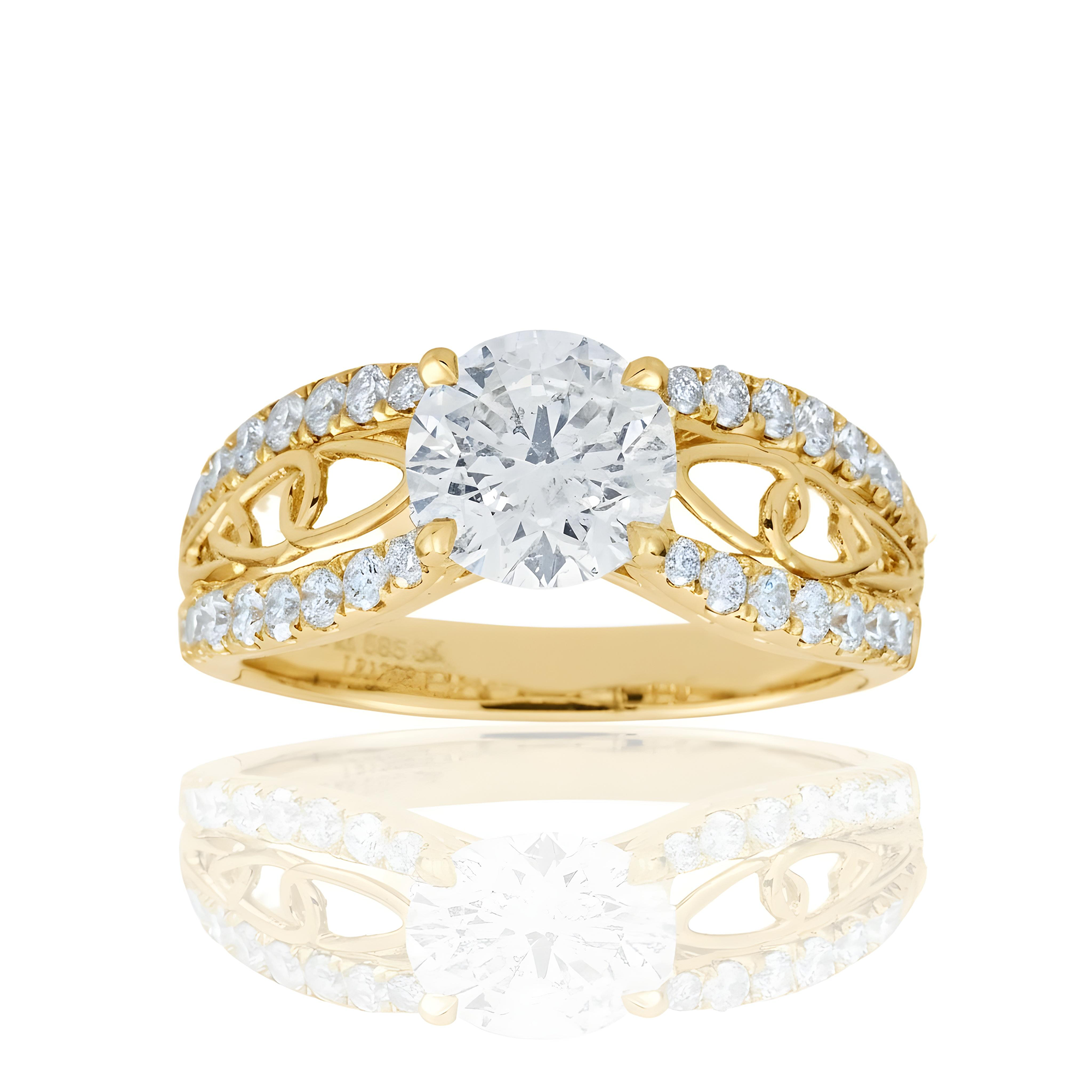 14K White Gold 1.60ct Round Diamond Engagement Ring 2.34ctw
