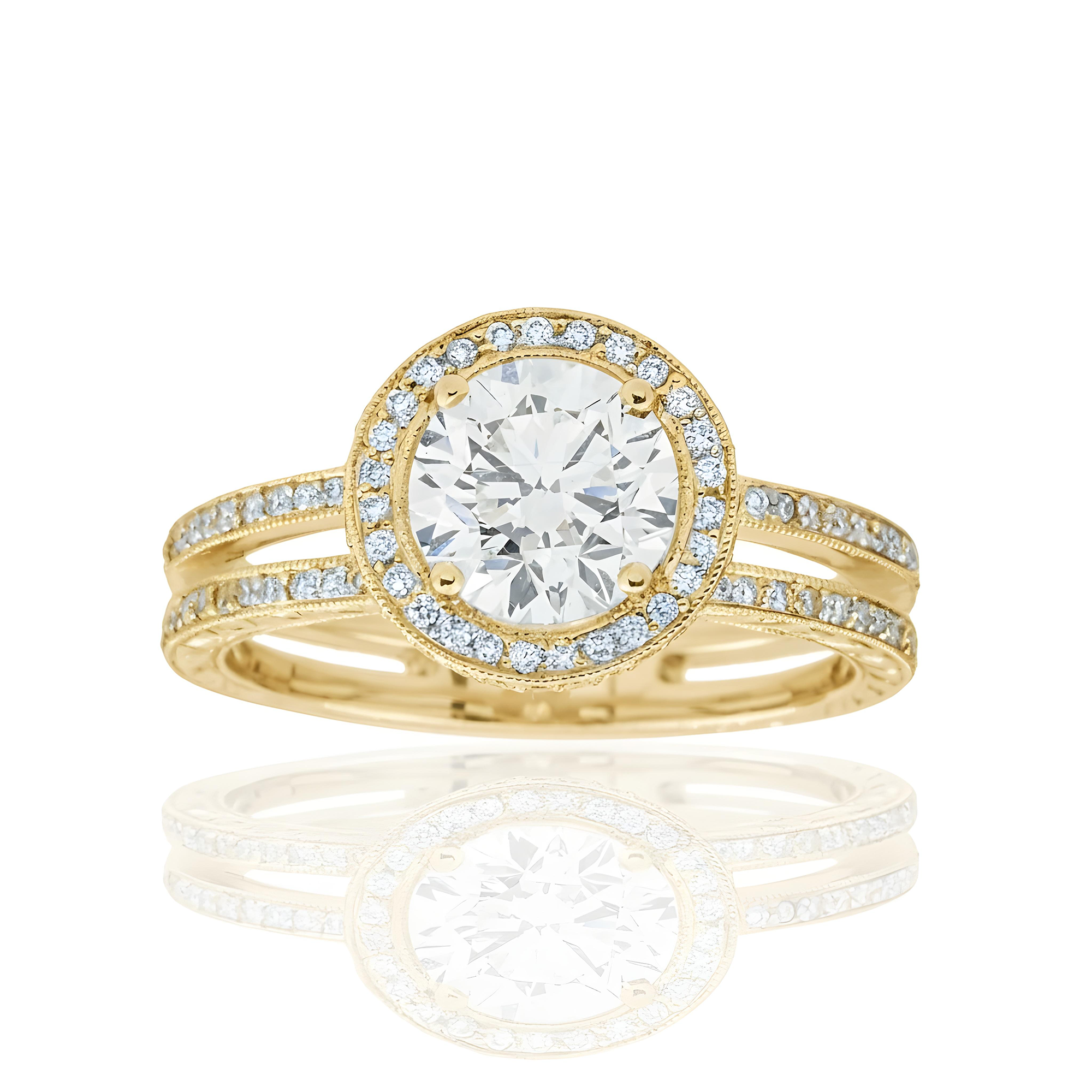 18K White Gold 1.53ct Round Diamond Engagement Ring 1.97ctw