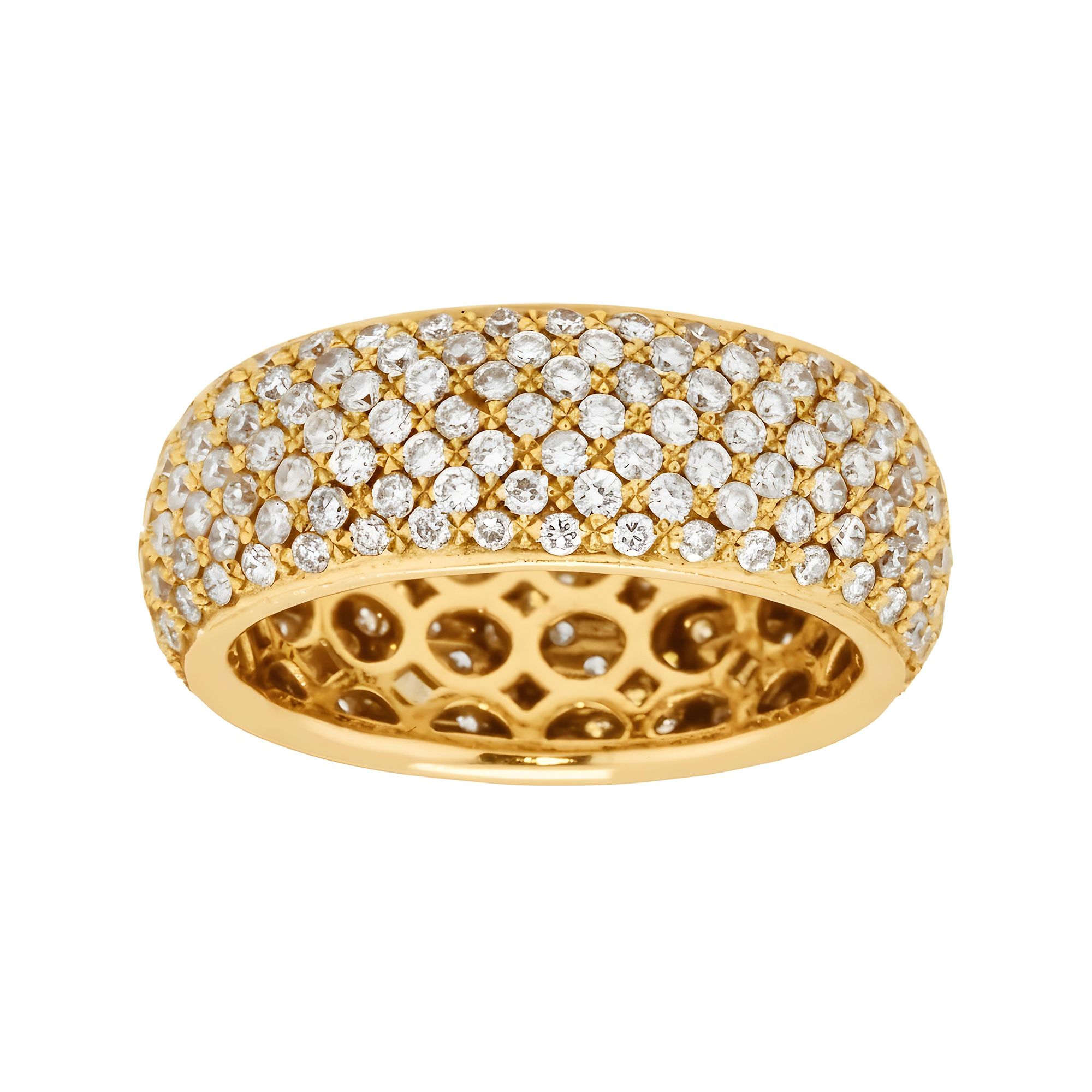 18K White Gold 7 Row Pave Set Round Diamond Eternity Ring 5.46ct