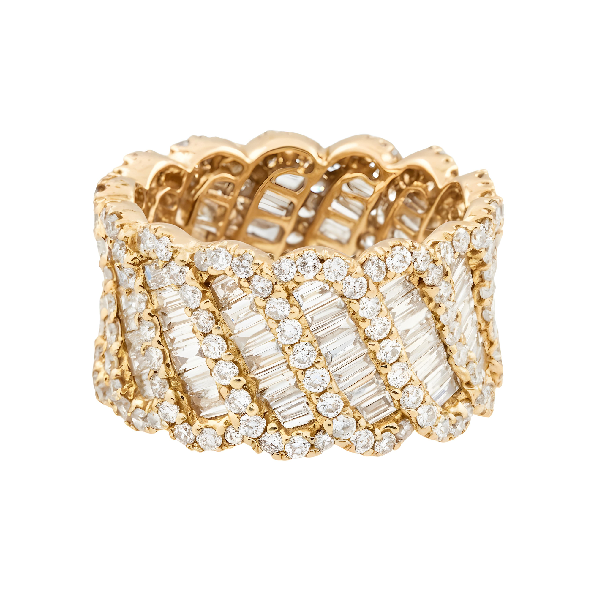 18K White Gold Baguette & Round Cut Diamond Eternity Ring 4.52ct (Size 6.5)