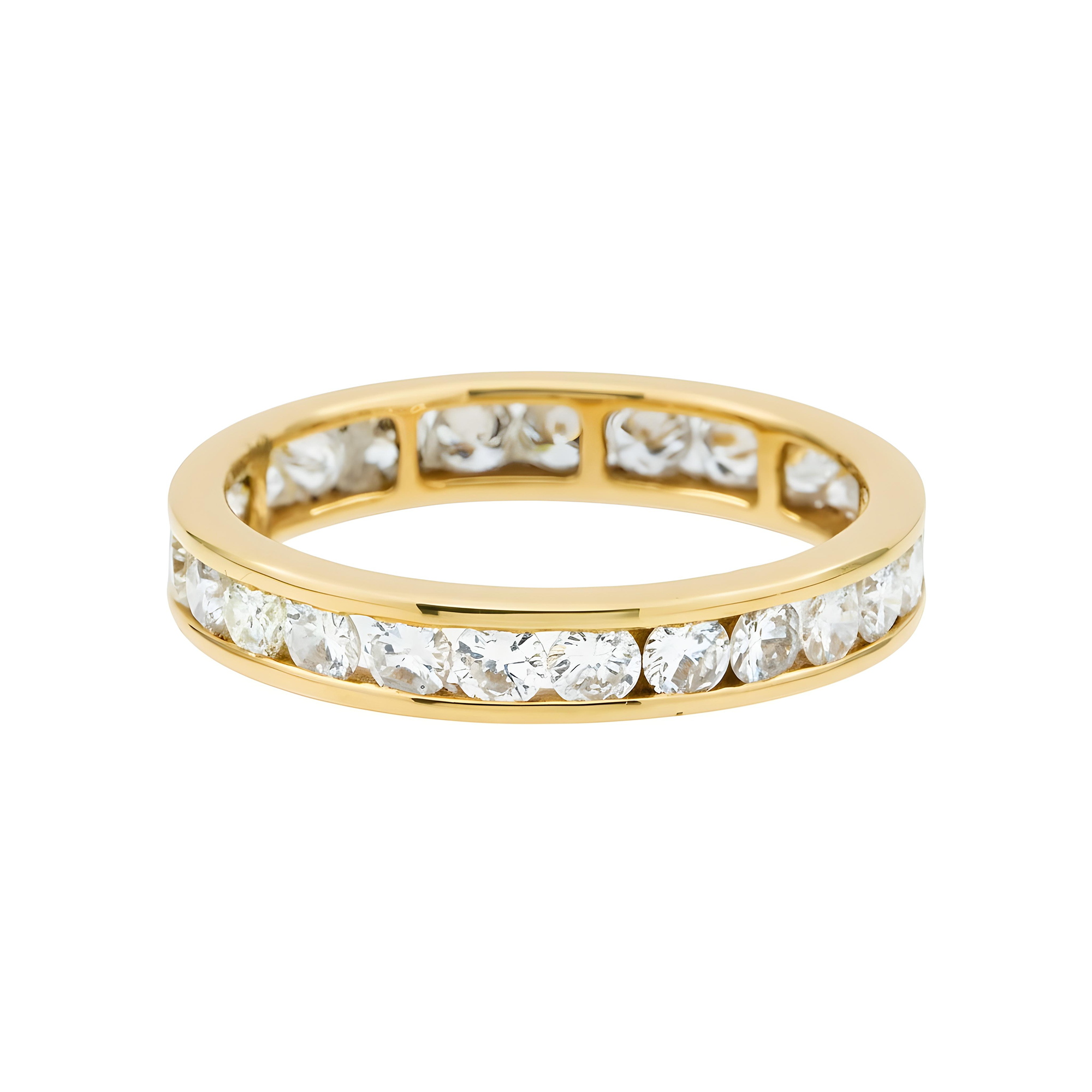 14K Rose Gold Channel Set Round Diamond Eternity Ring 1.55ct (Size 6.5)