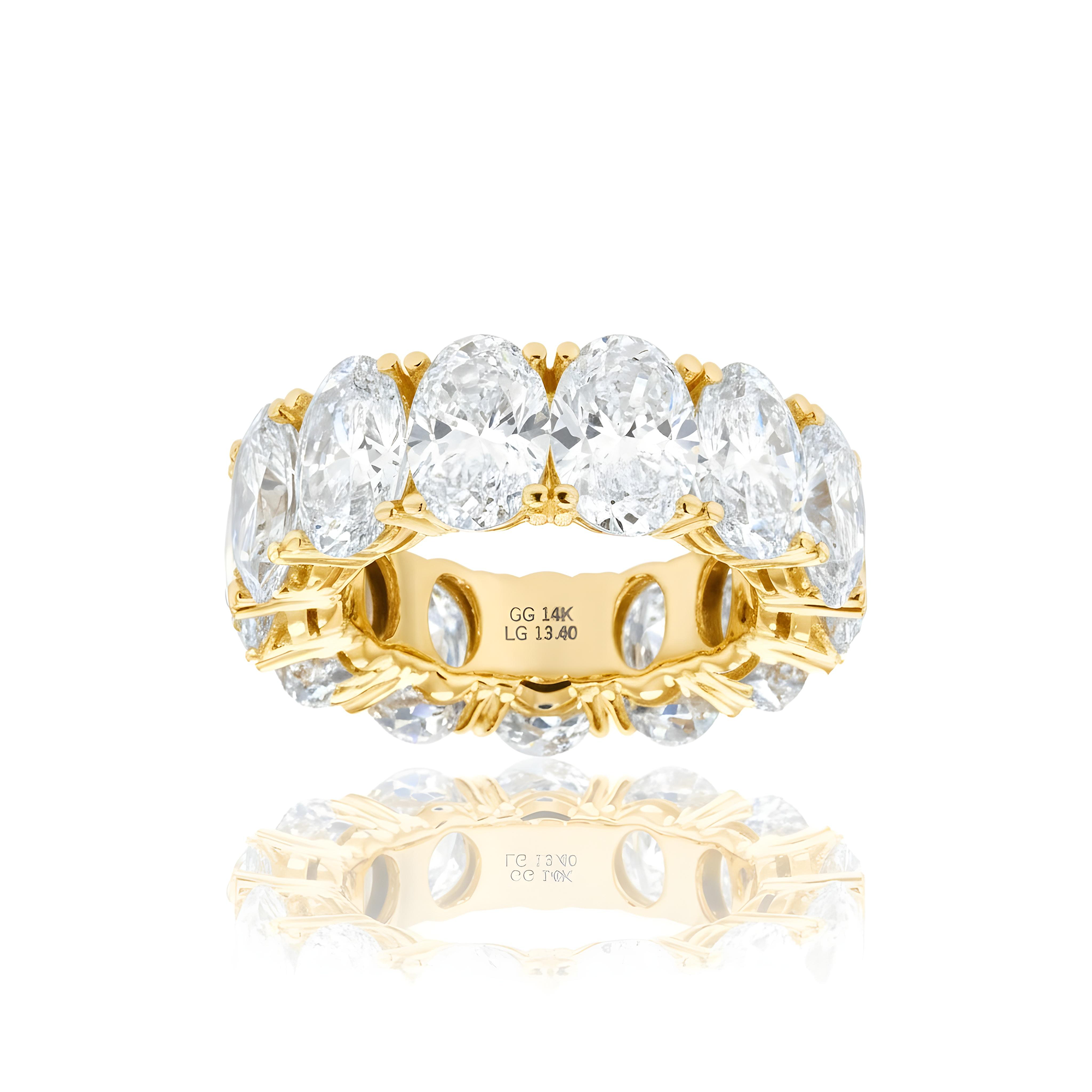 14K White Gold Oval Cut Diamond Eternity Ring 13.40ct (size 5)