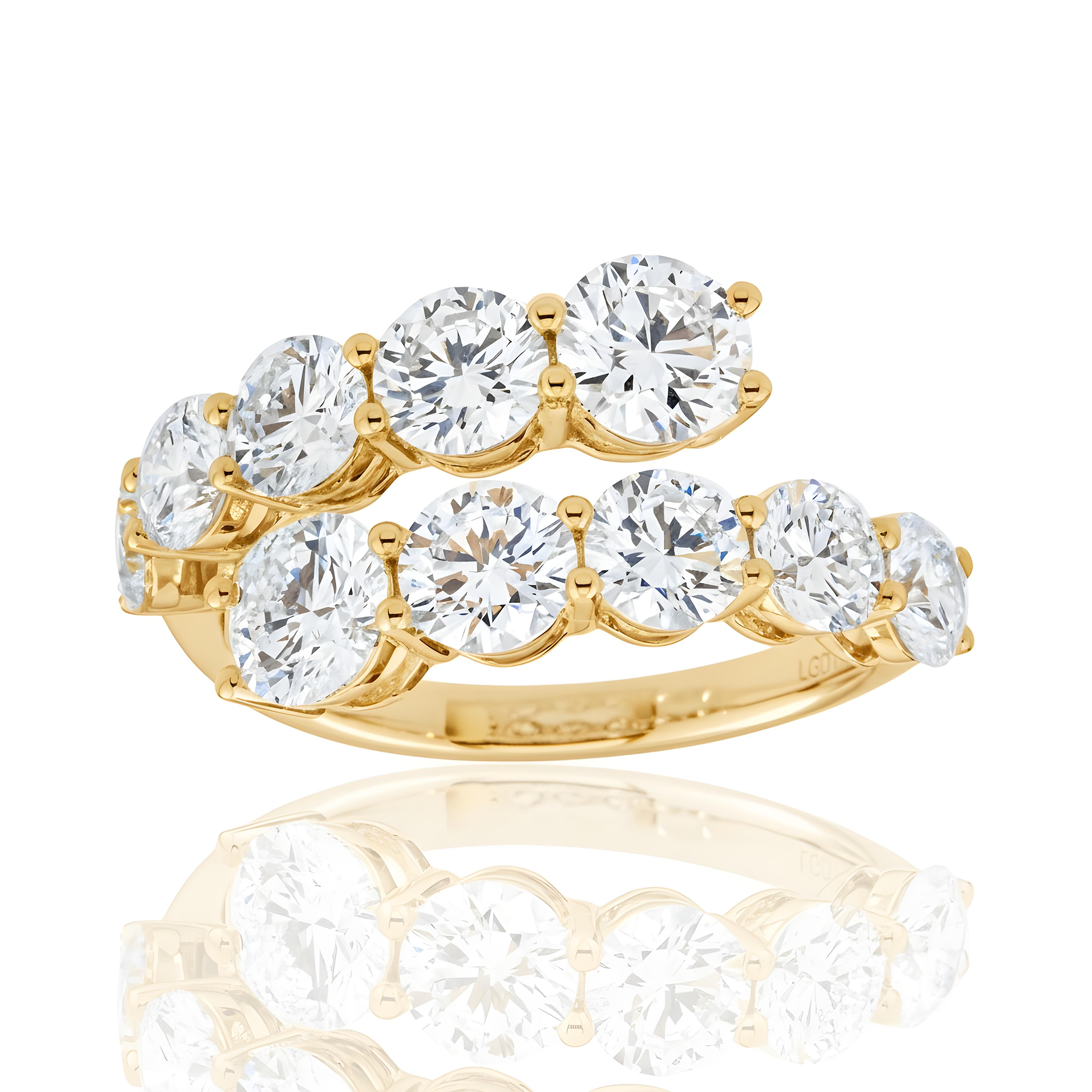 14K White Gold Round Diamond Wrap Ring 3.89ct