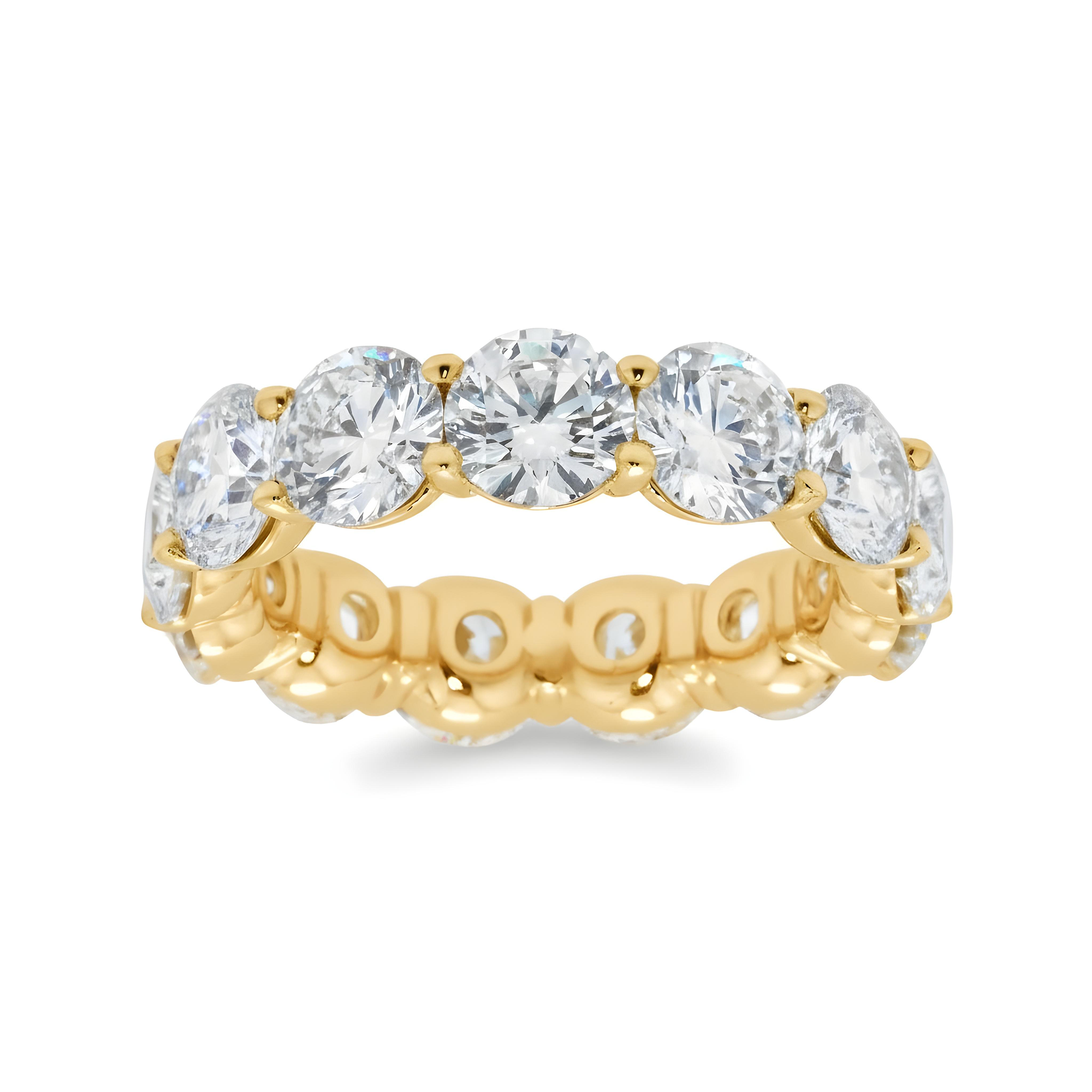14K White Gold Round Diamond Eternity Ring 6.76ct (Size 5.75-7.5)