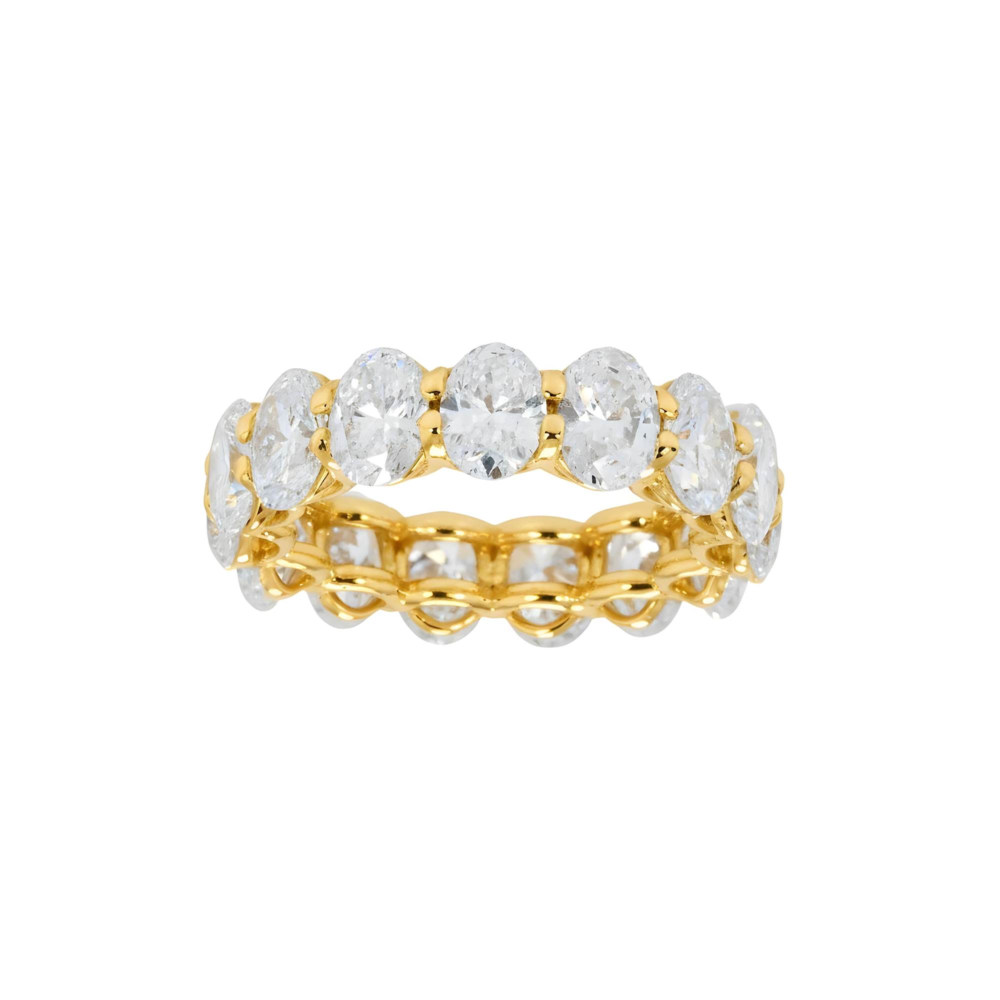 14K White Gold Oval Cut Diamond Eternity Ring 8.11ct (size 6)