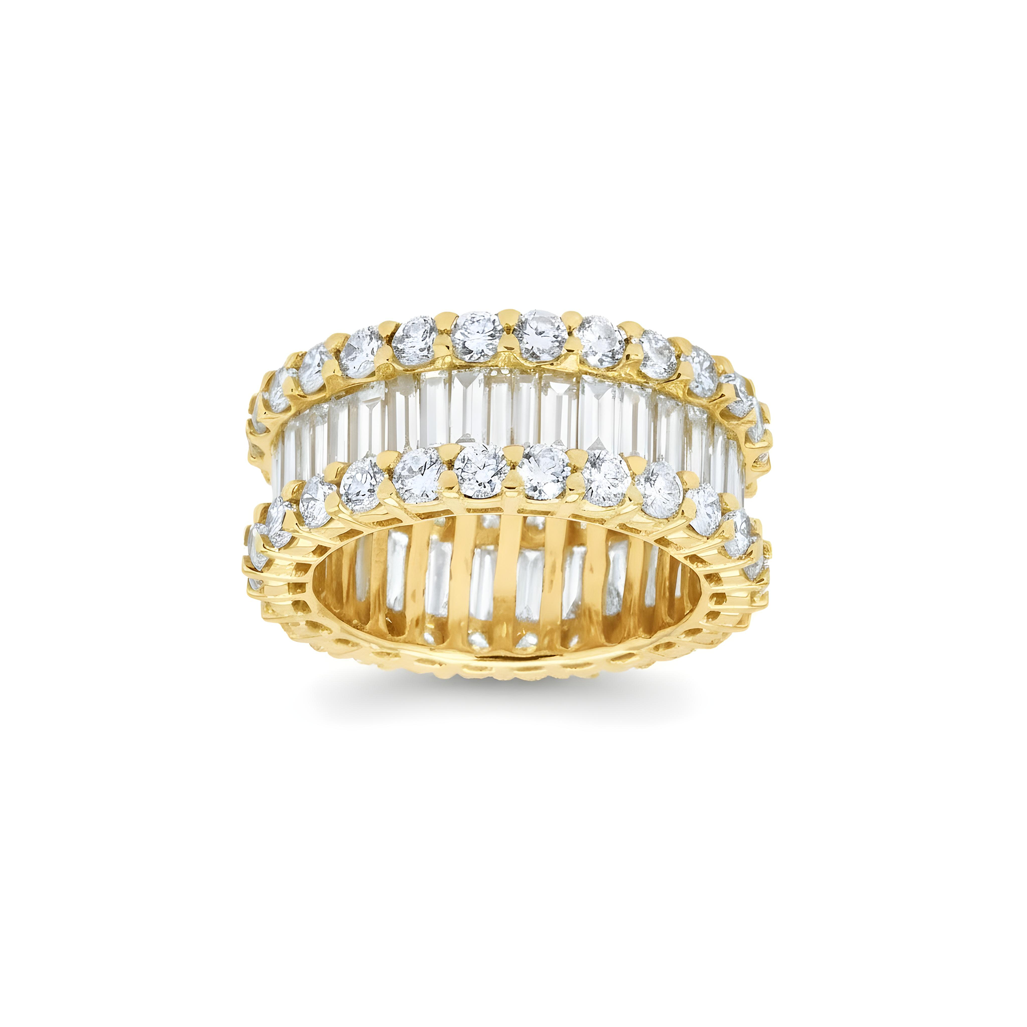 14K White Gold Baguette & Round Cut Diamond Eternity Ring 6.41ct (size 6-9)