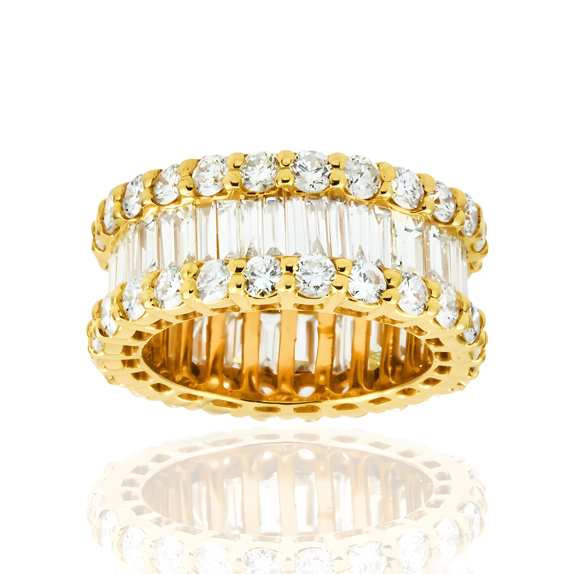 14K Rose Gold Round & Baguette Diamond Eternity Ring 6.34ct (size 6-9)