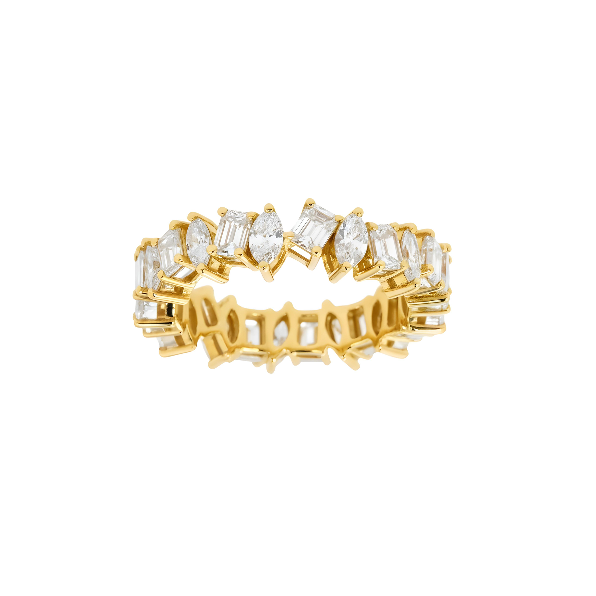 14K White Gold Emerald & Marquise Diamond Eternity Ring 2.75ct (size 6)