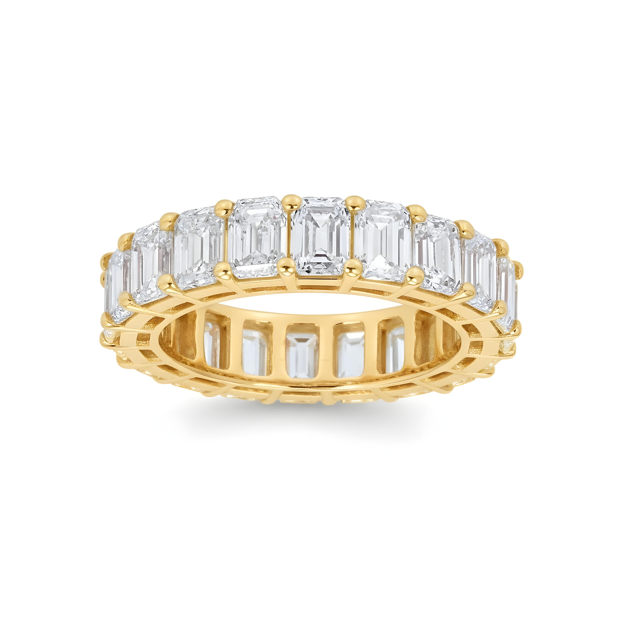 14K White Gold Emerald Cut Diamond Eternity Ring 6.29ct (size 5.75)