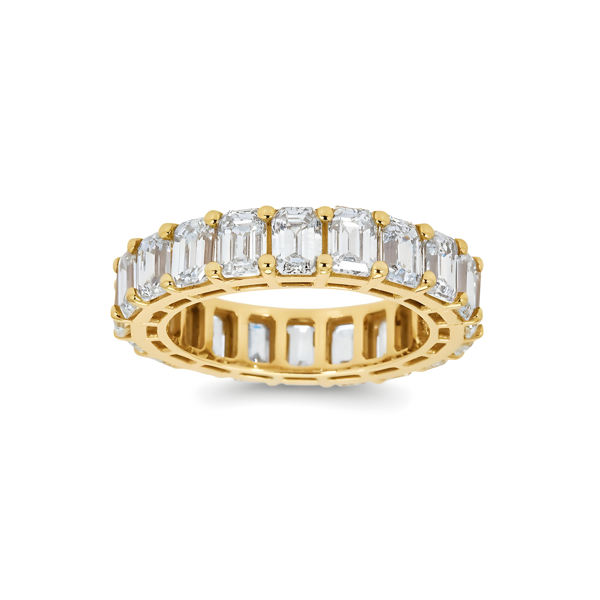 14K Rose Gold Emerald Cut Diamond Eternity Ring 6.15ct (size 6-8)
