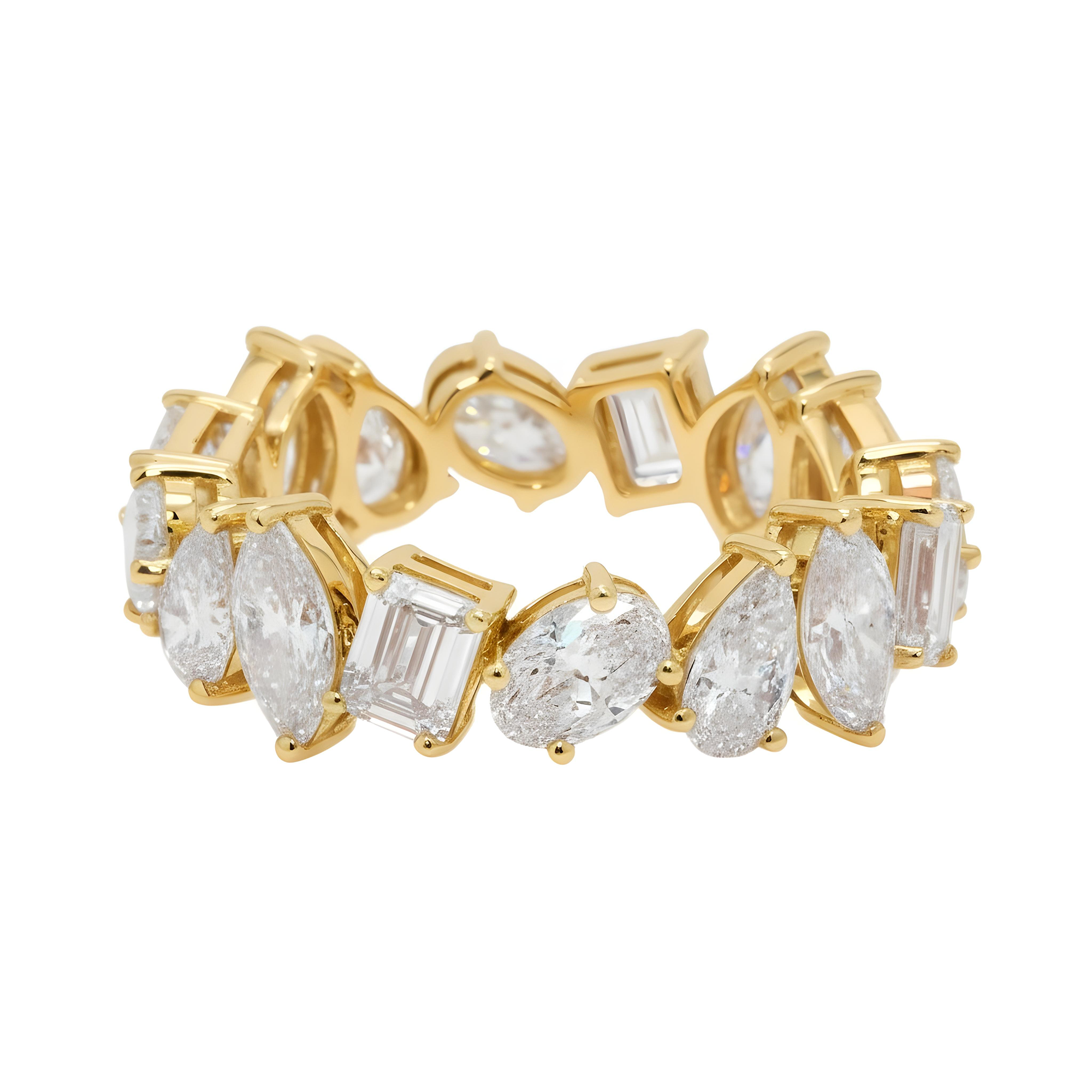 14K White Gold Multi Cut Diamond Eternity Rings 5.24ct
