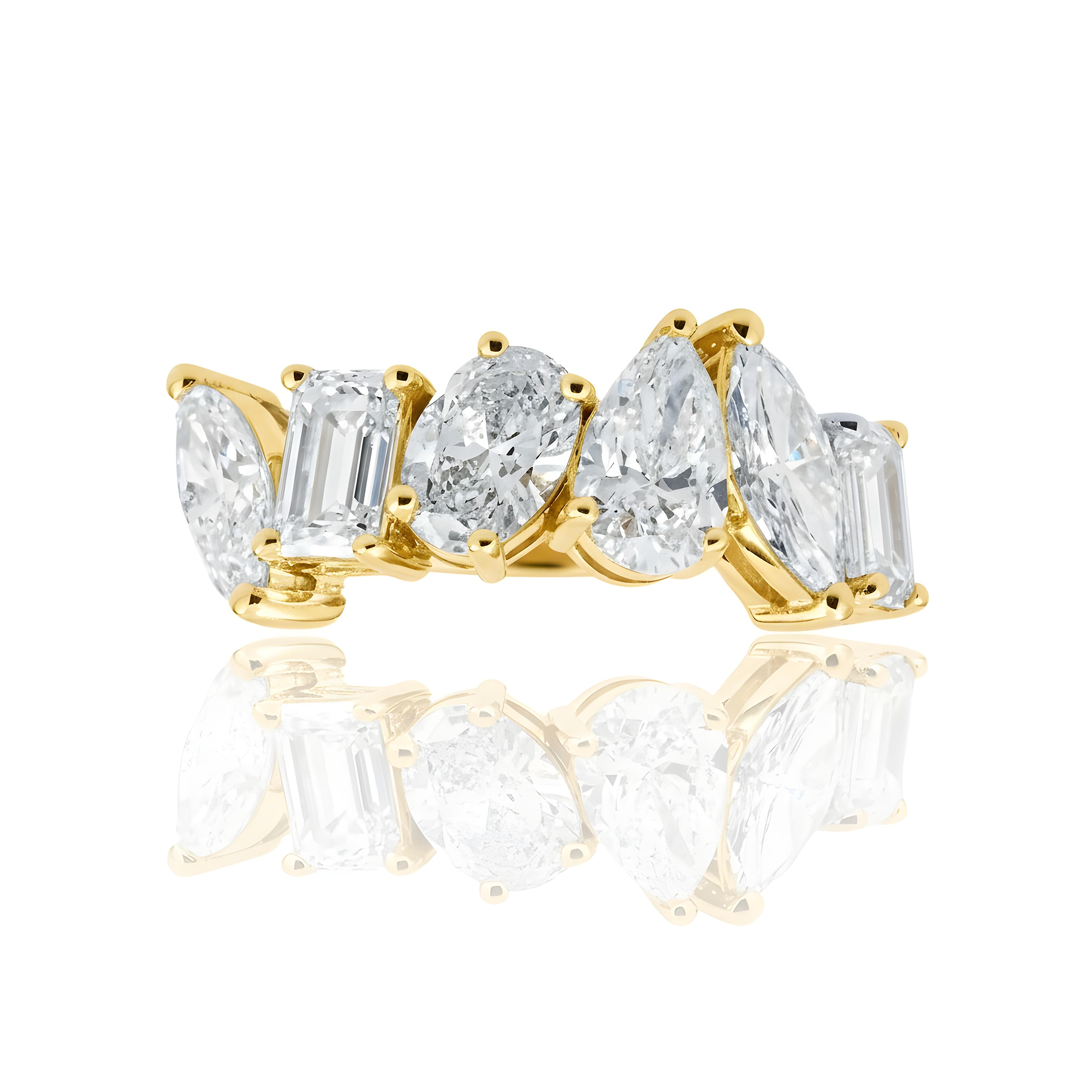 14K White Gold Multi Cut Diamond Halfway Eternity Ring 4.18ct