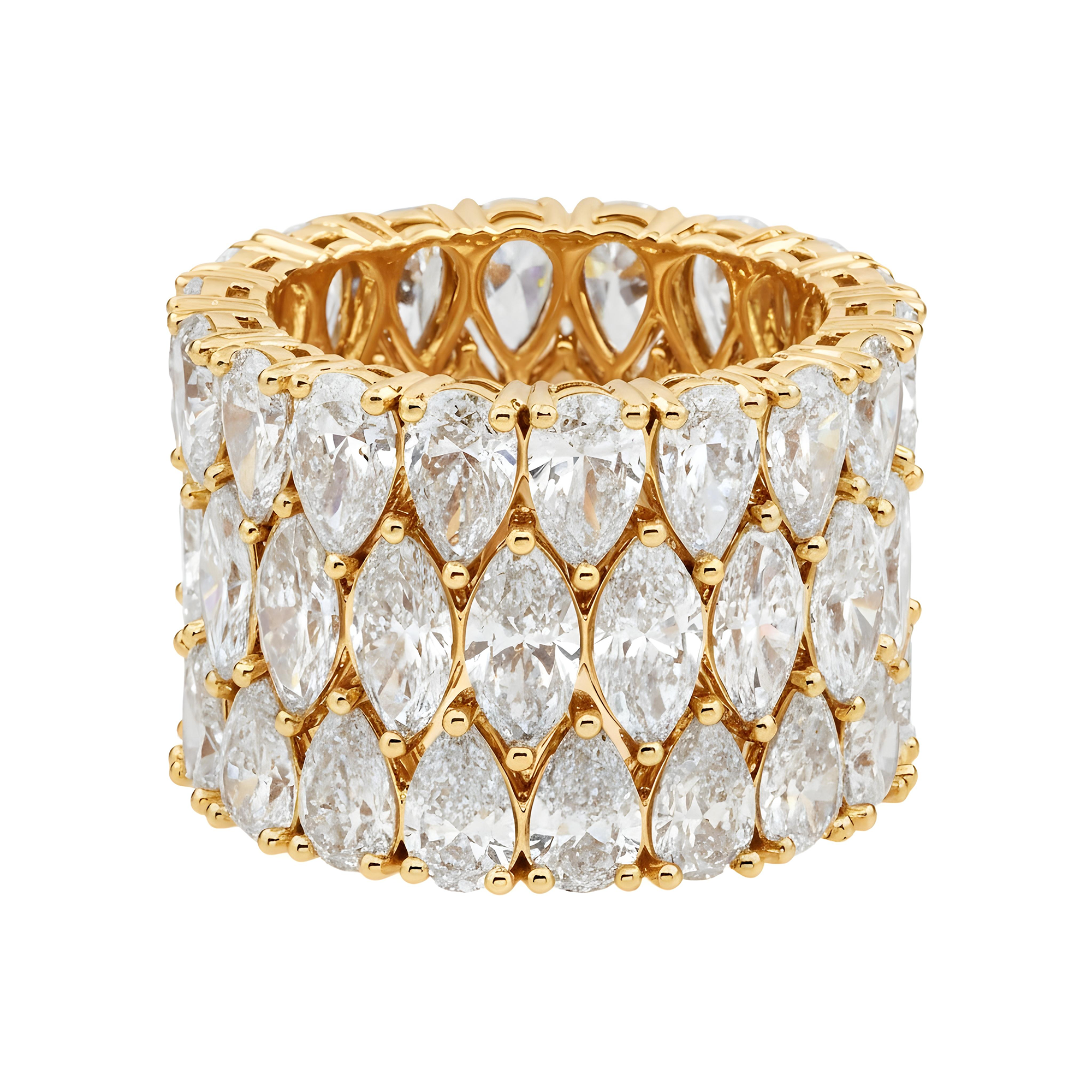 14K White Gold Marquise & Pear Diamond Stackable Eternity Rings 22.35ct (3 Piece Set)