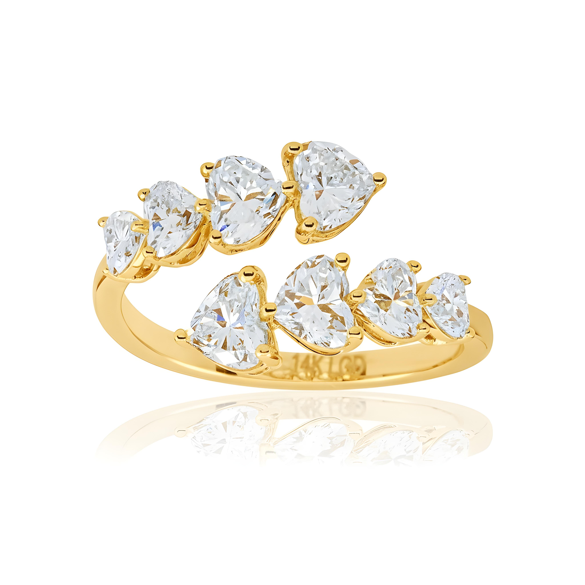 14K White Gold Heart Cut Diamond Wrap Ring 2.51ctw