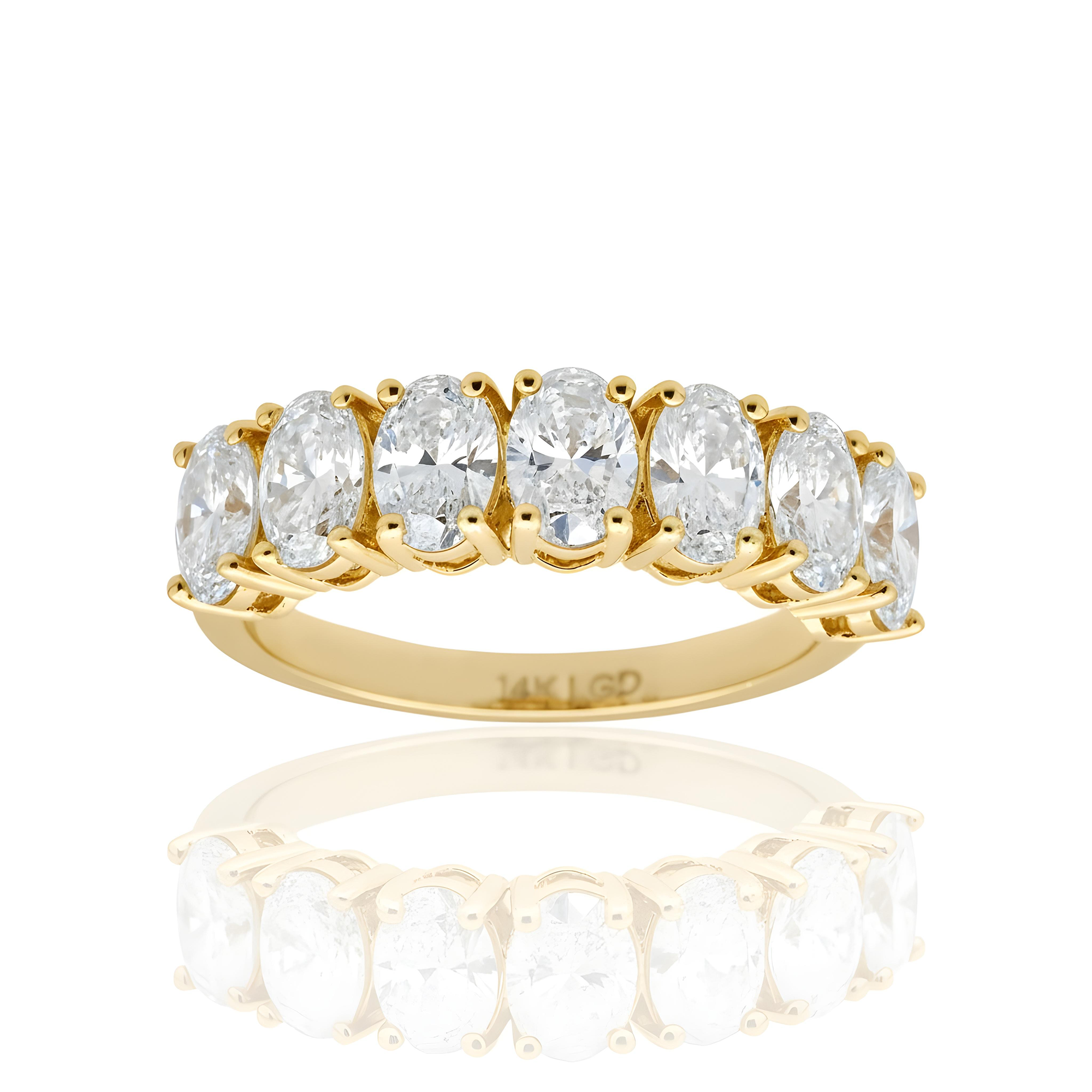 14K White Gold Oval Cut Diamond Half Eternity Ring 2.55ct