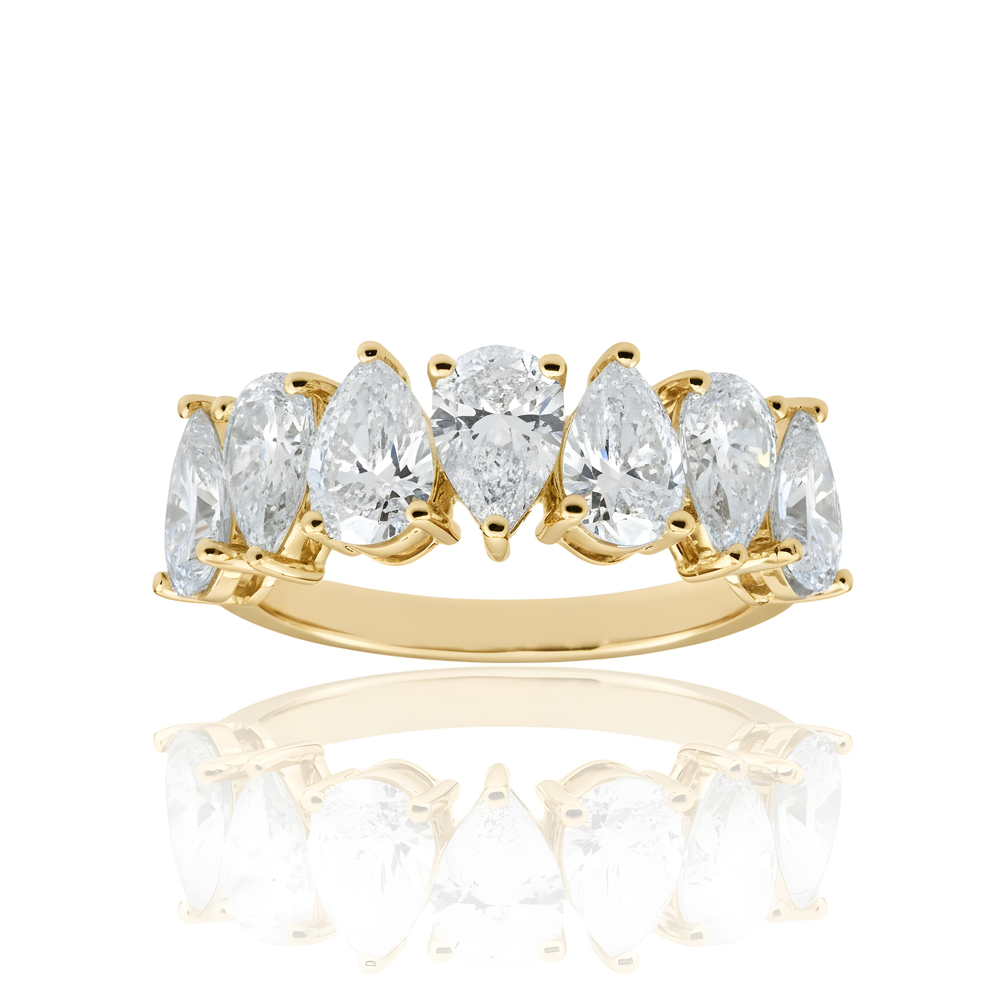 14K White Gold Pear Cut Diamond Half Eternity Ring 2.90ct