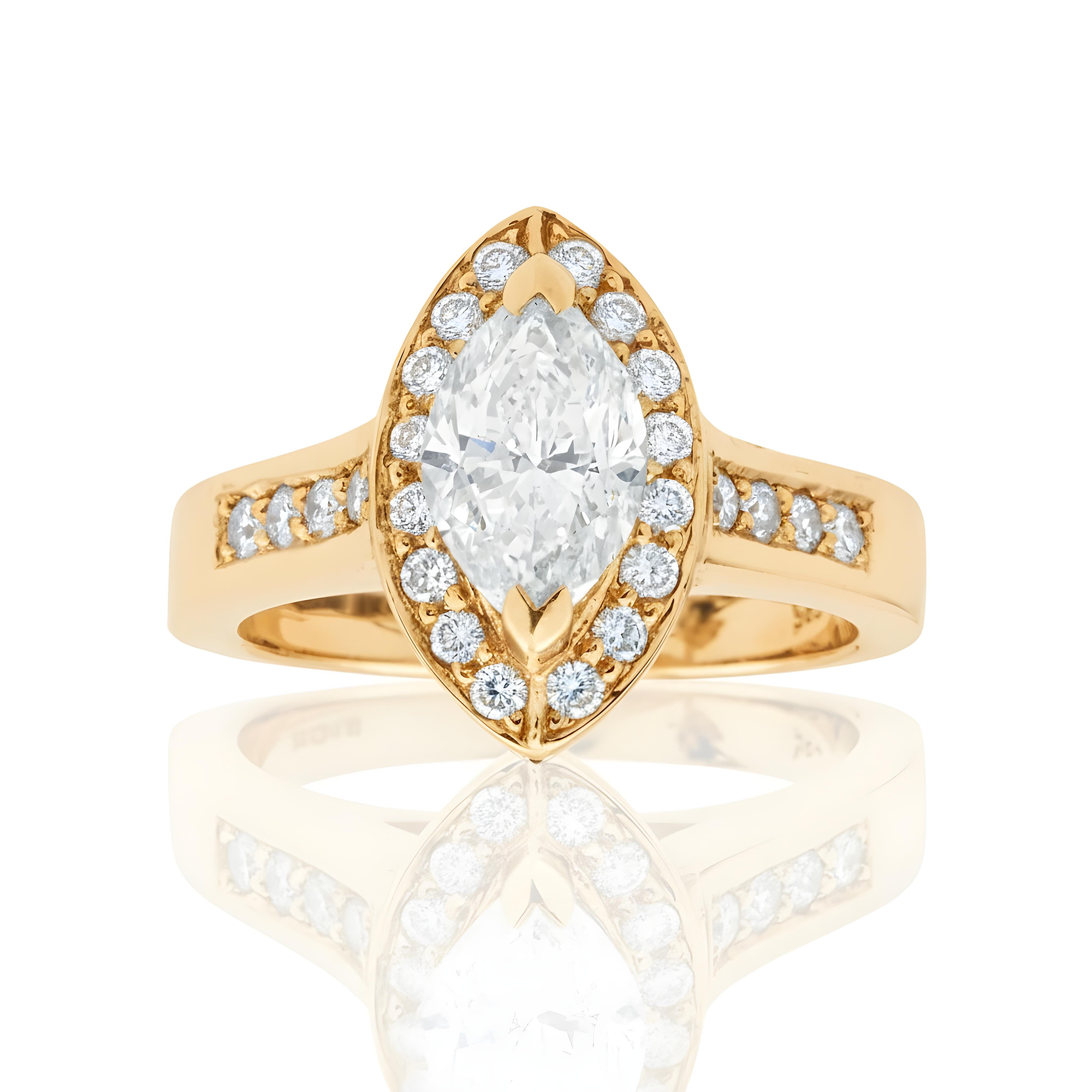 14K White Gold Marquise Cut Diamond Engagement Ring 1.98ct