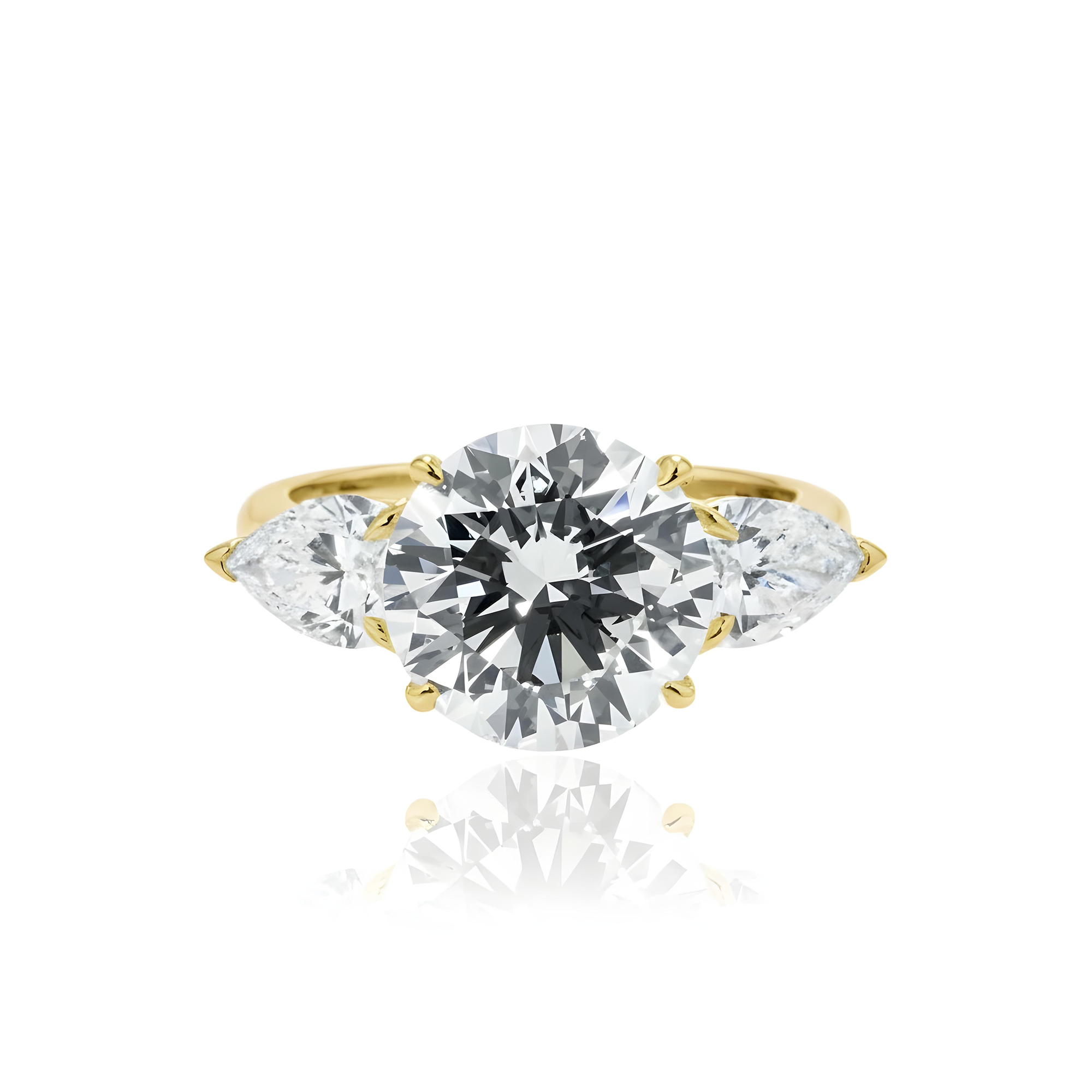 GIA 14K White Gold 4.86ct Round Diamond Triple Engagement Ring 6.47ctw