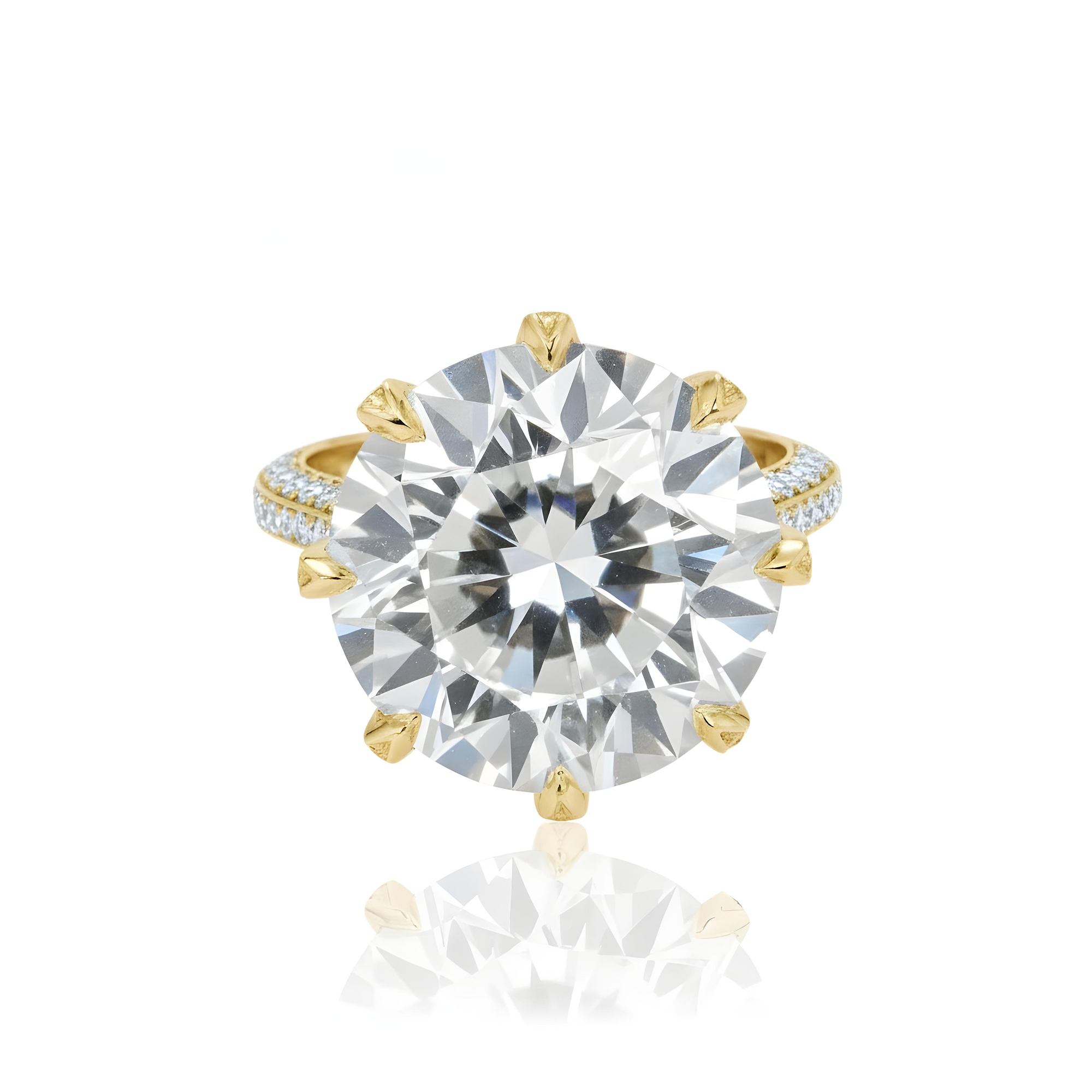 Platinum 13.65ct Round Diamond Engagement Ring 14.61ctw