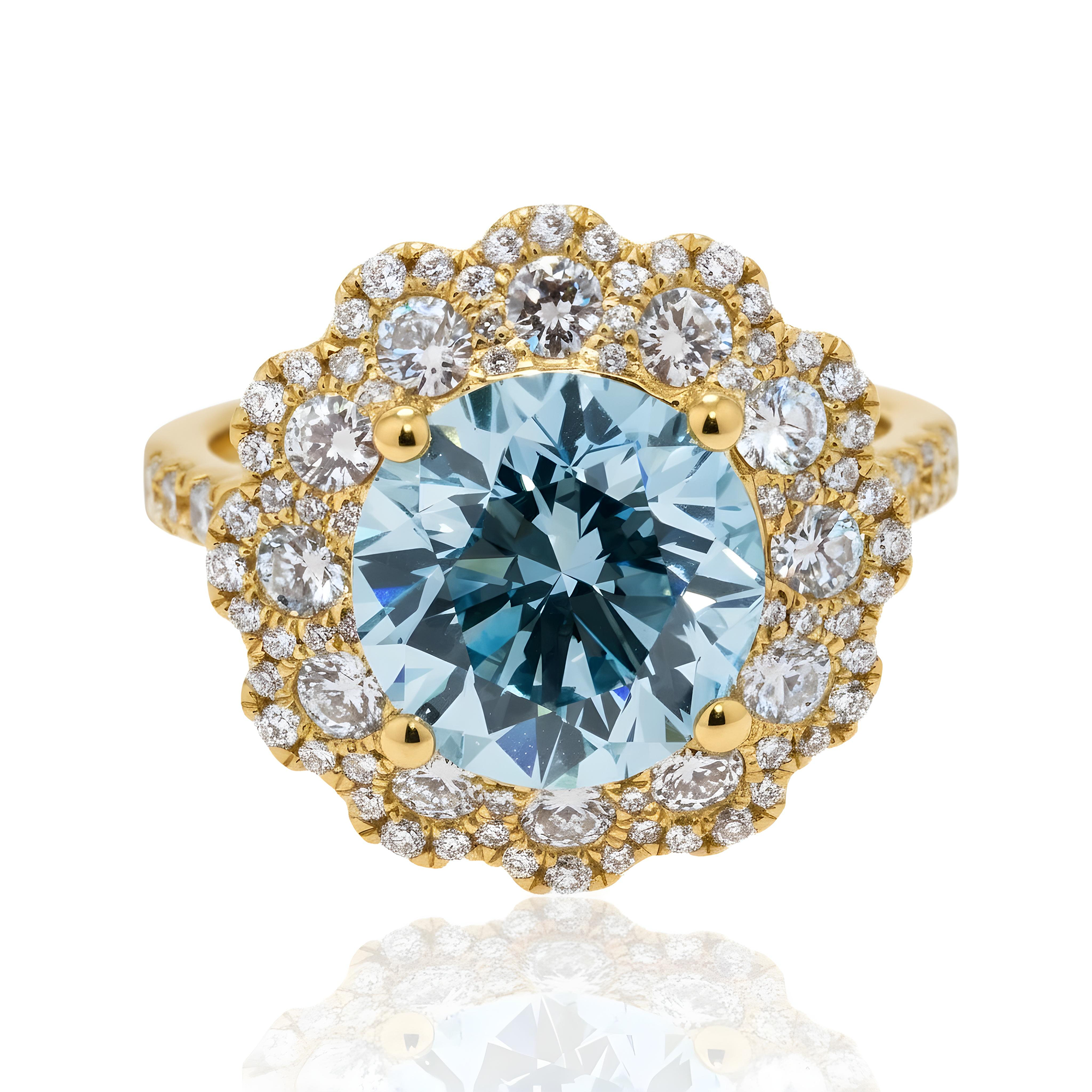 18K White Gold 4.02ct Fancy Intense Blue Fancy Diamond Engagement Ring 5.25ct