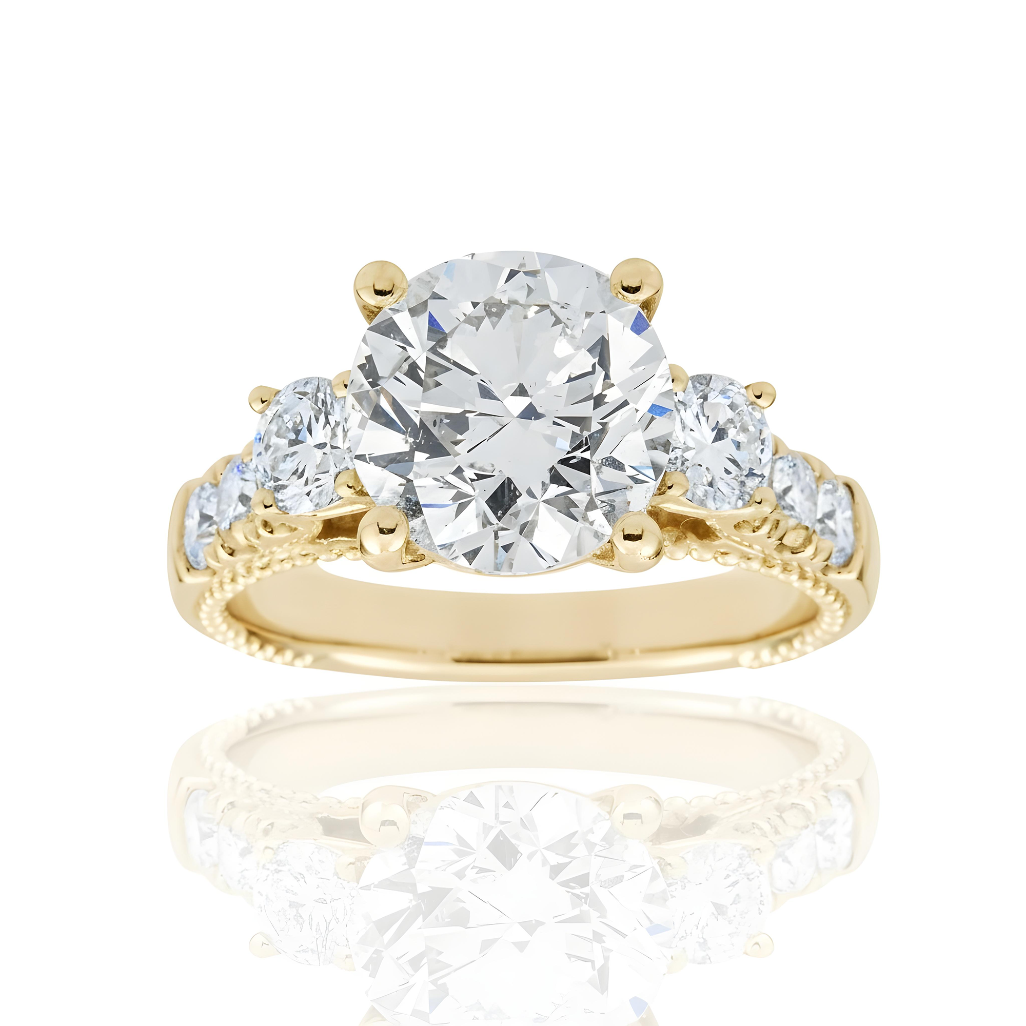 18K White Gold 3.03ct Round Diamond engagement Ring 3.96ctw