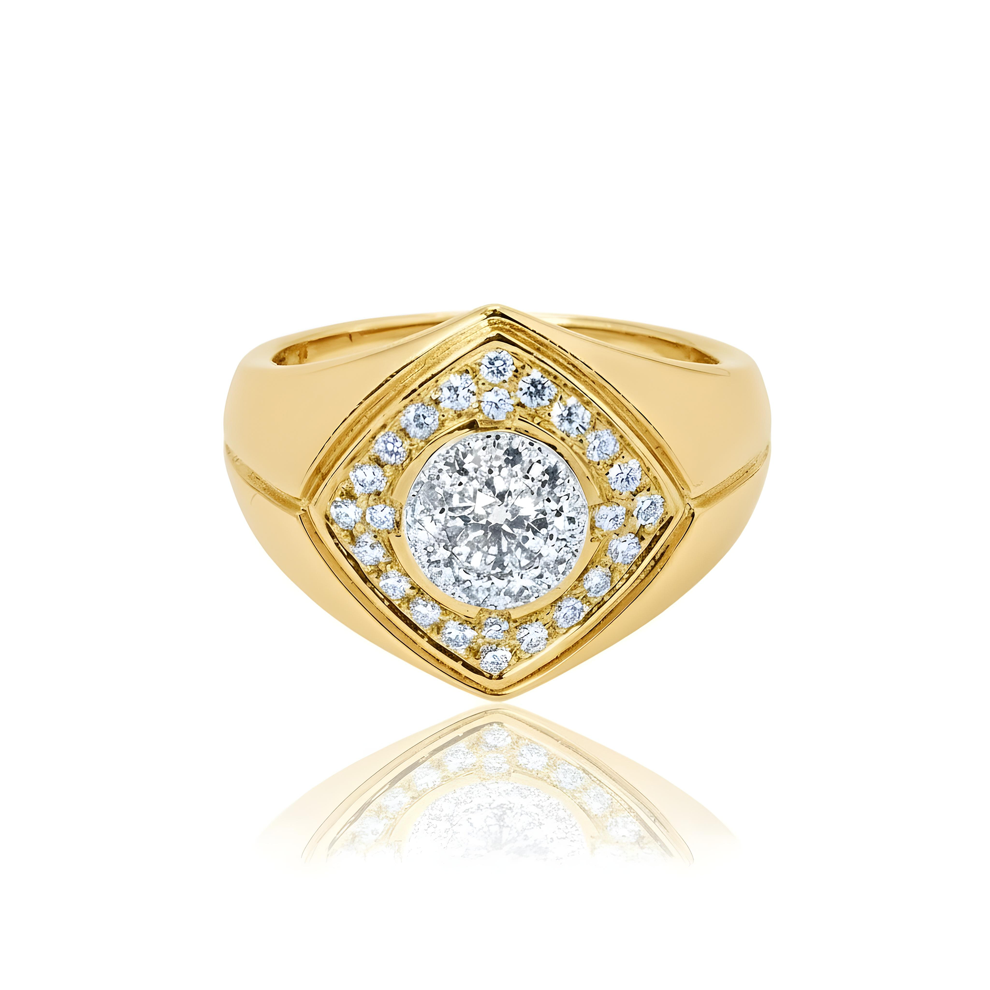 14K White Gold Round Diamond Cluster Ring 0.92ct