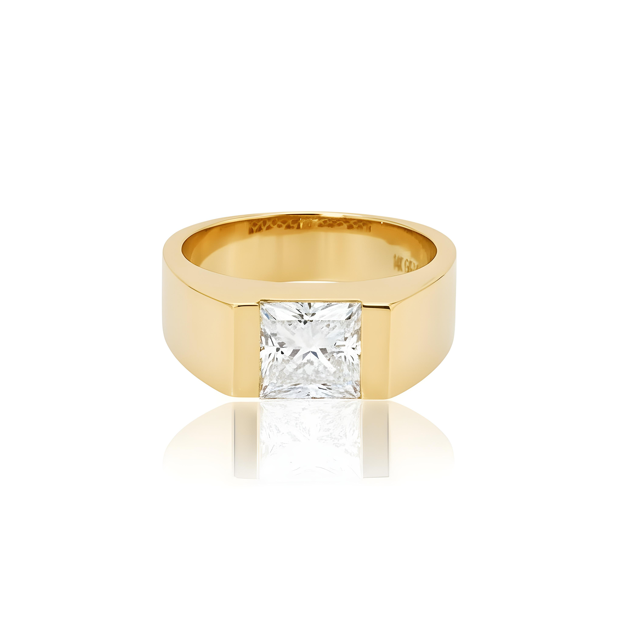 IGI 14K White Gold Solitaire Princess Cut Diamond Ring 3.05ct