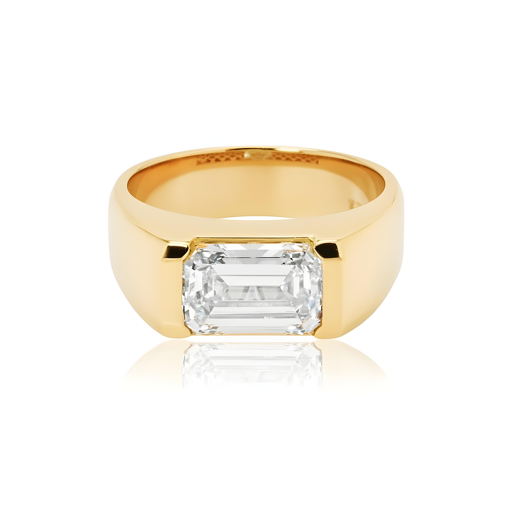 IGI 14K White Gold Solitaire Emerald Cut Diamond Ring 4.36ct