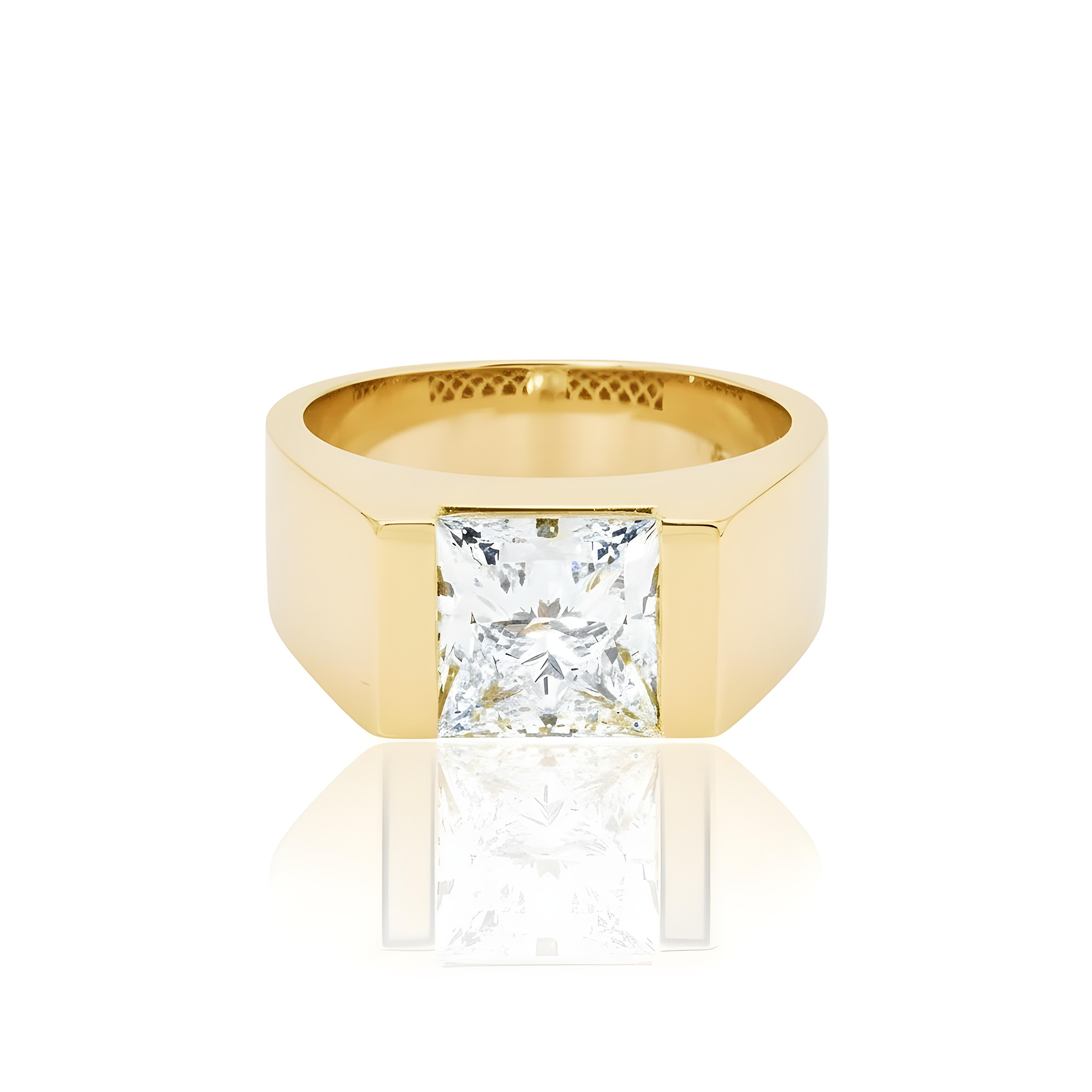 IGI 14K White Gold Solitaire Princess Cut Diamond Ring 5.01ct