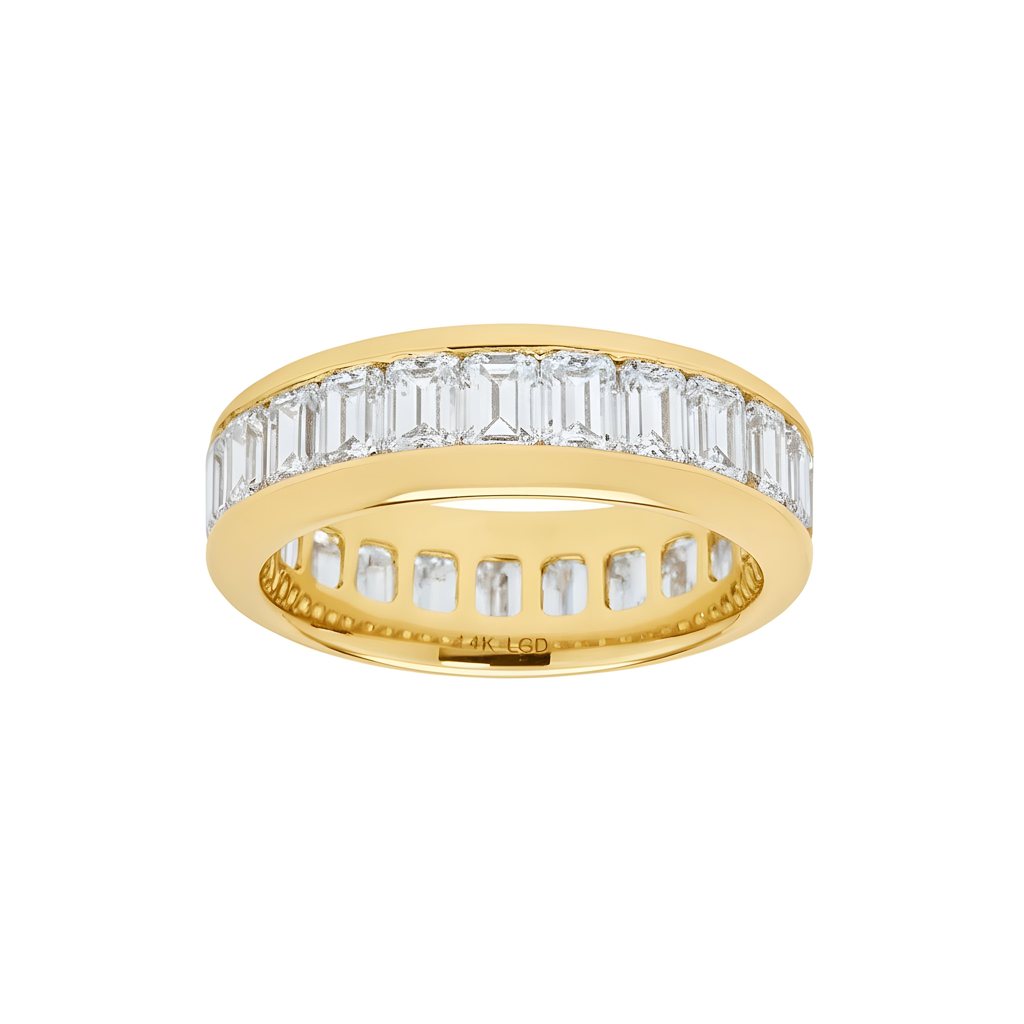 14K White Gold Channel Set Emerald Cut Diamond Eternity Ring 5.90ct