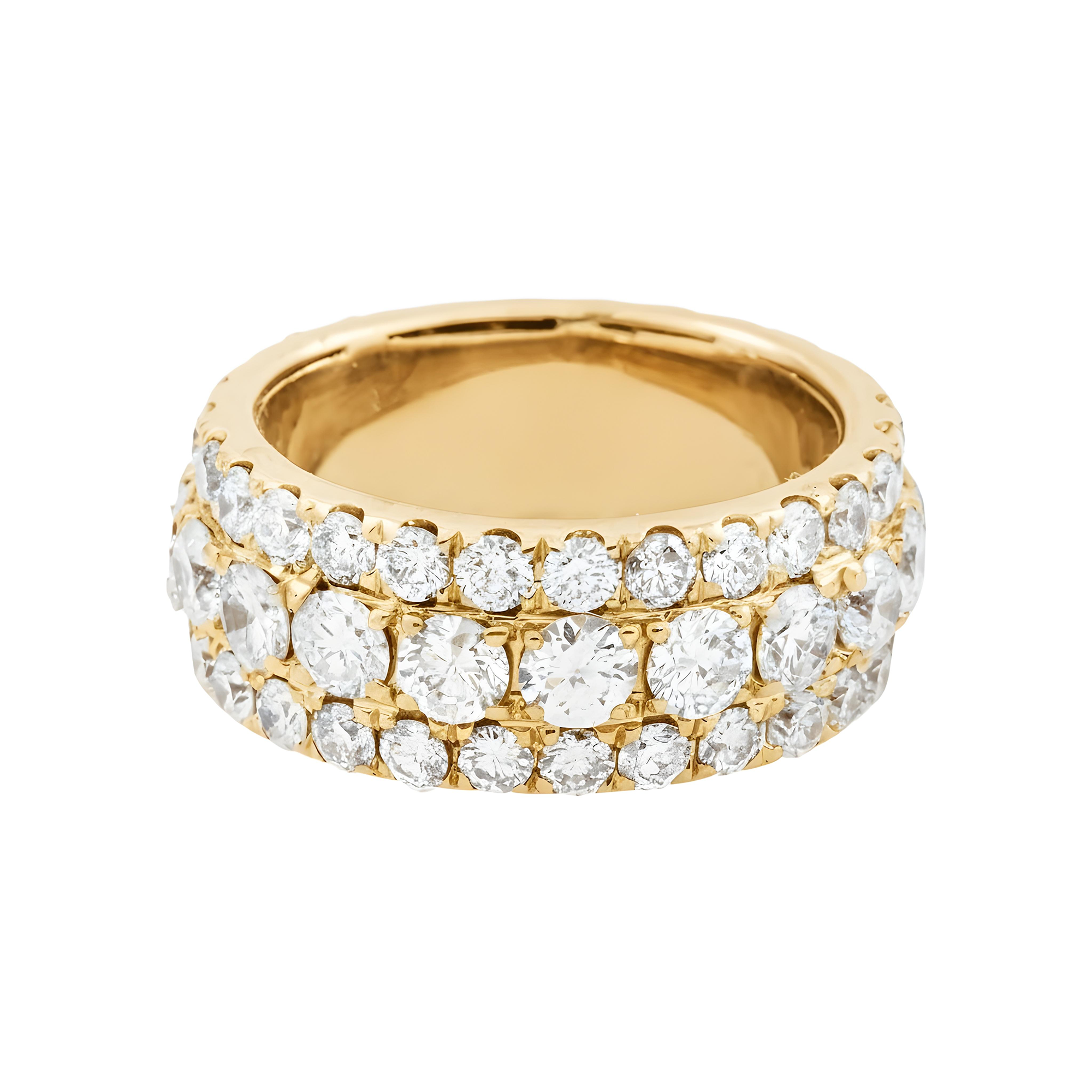 14K White Gold Triple Row Round Diamond Eternity Ring 7.52ct (Size 9.5)