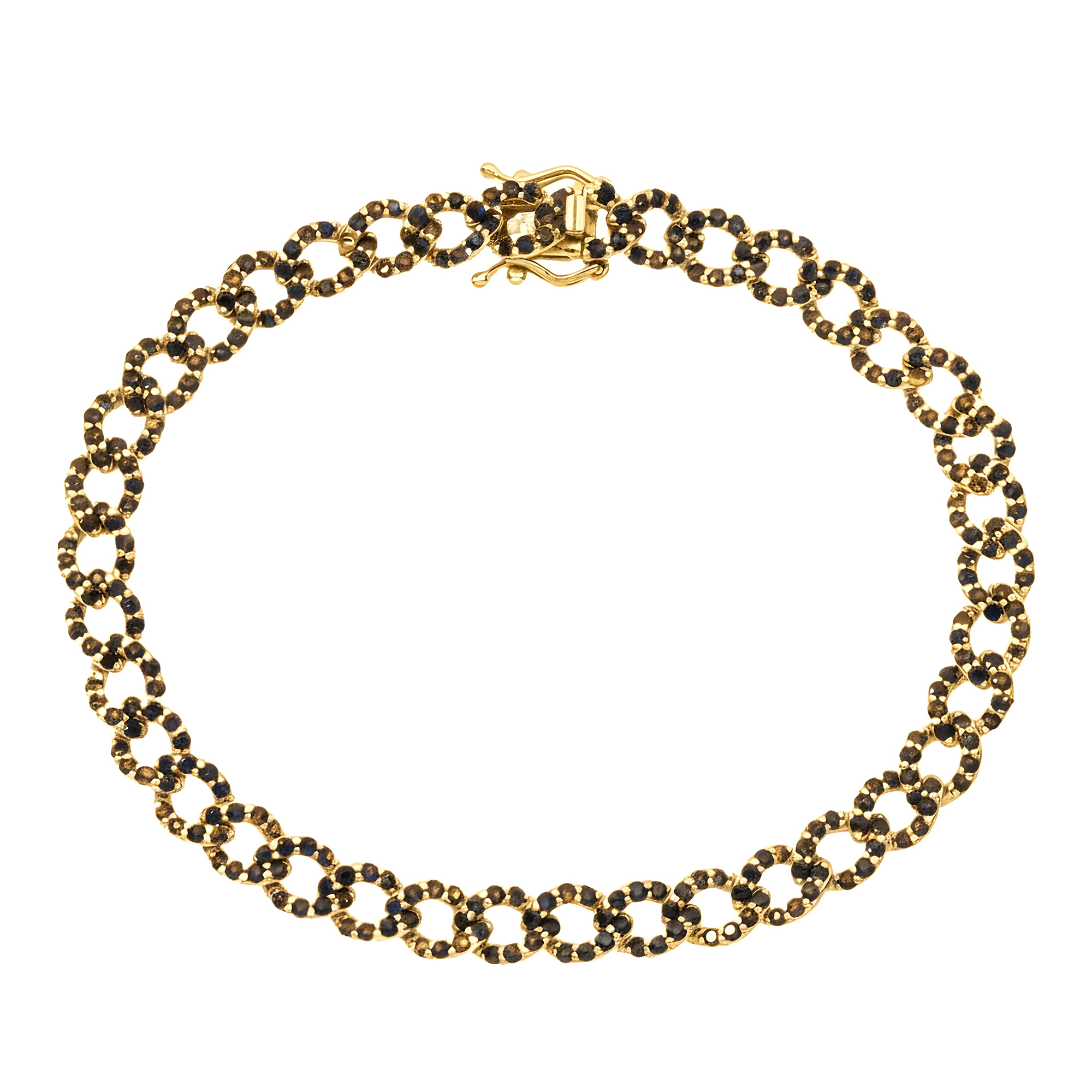 14K White Gold 6mm Sapphire Cuban Link Bracelet