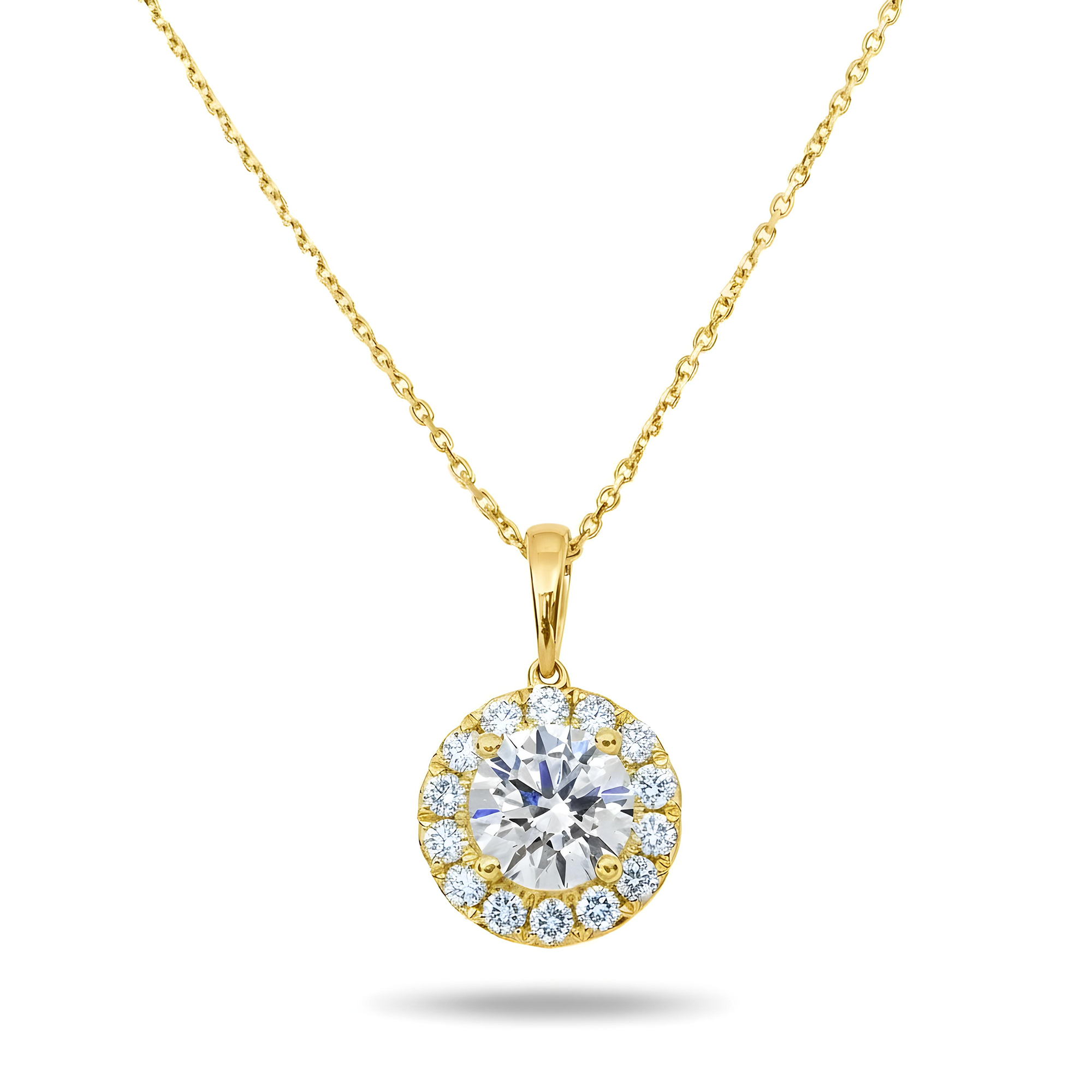 14K & 18K White Gold Round Diamond Pendant & Chain Necklace 2.07ct