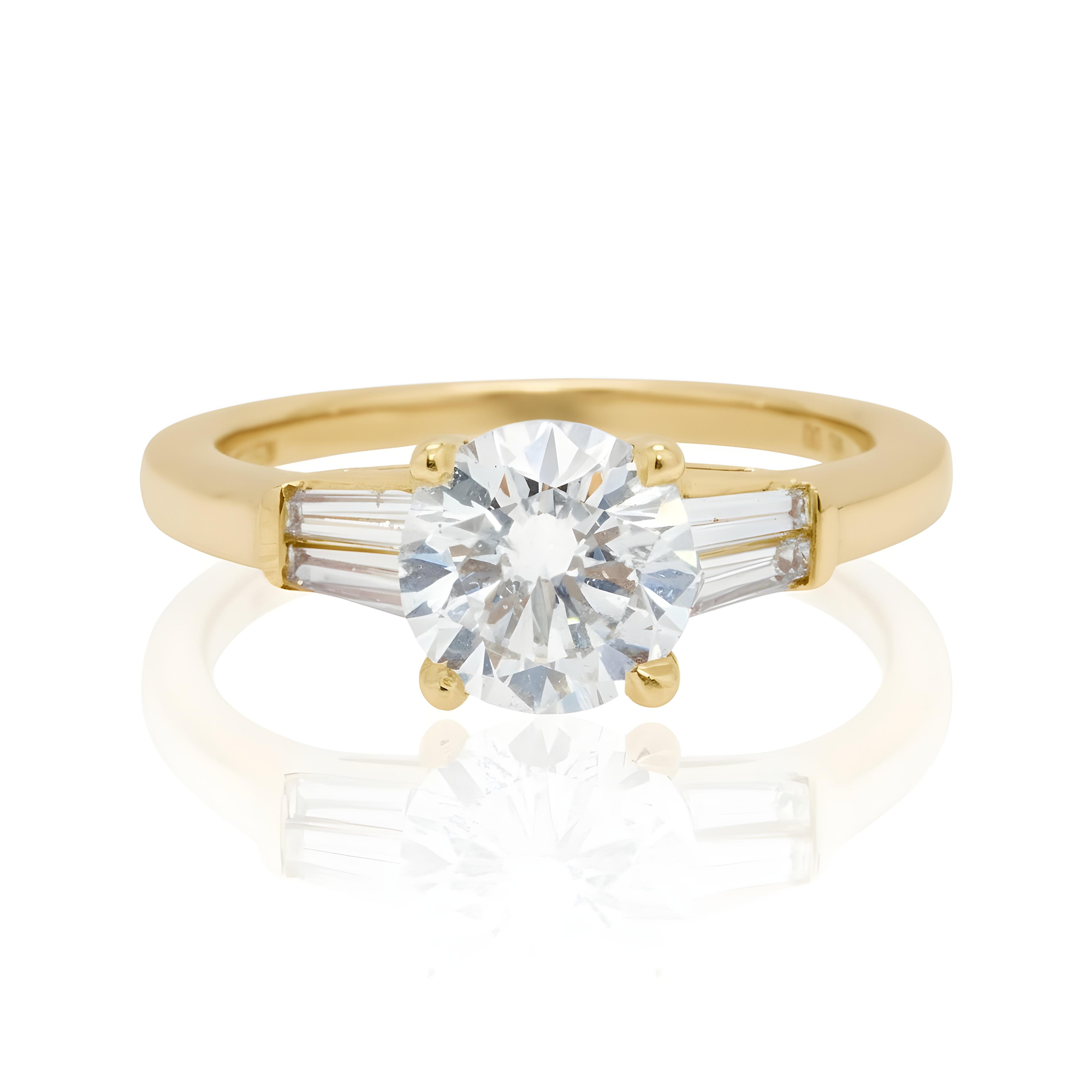 14K White Gold 1.57ct Round Cut Triple Diamond Engagement Ring 1.93ctw