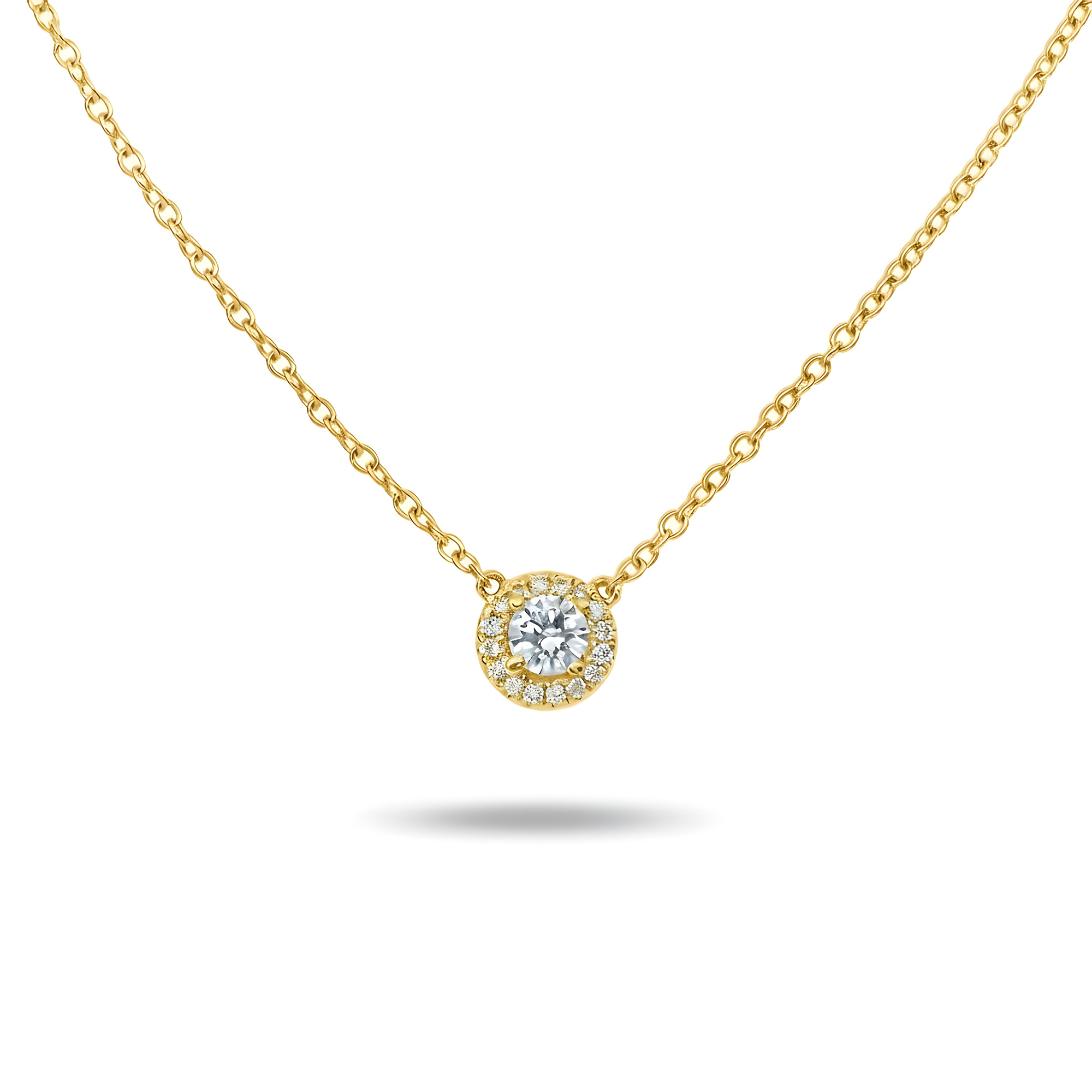 18K White Gold Round Diamond Pendant & Chain 0.27ct