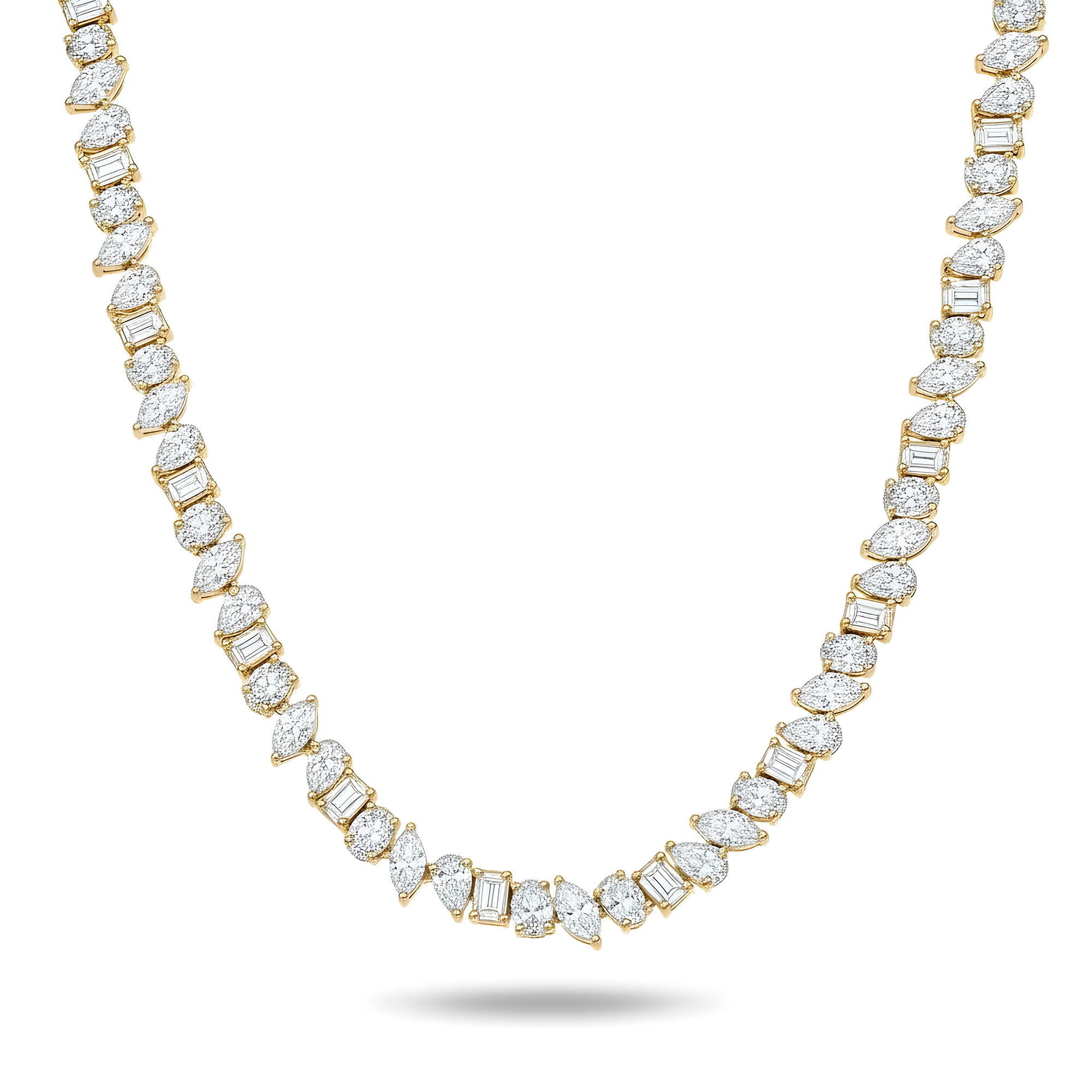 14K White Gold Multi Cut Diamond Necklace 31.28ct