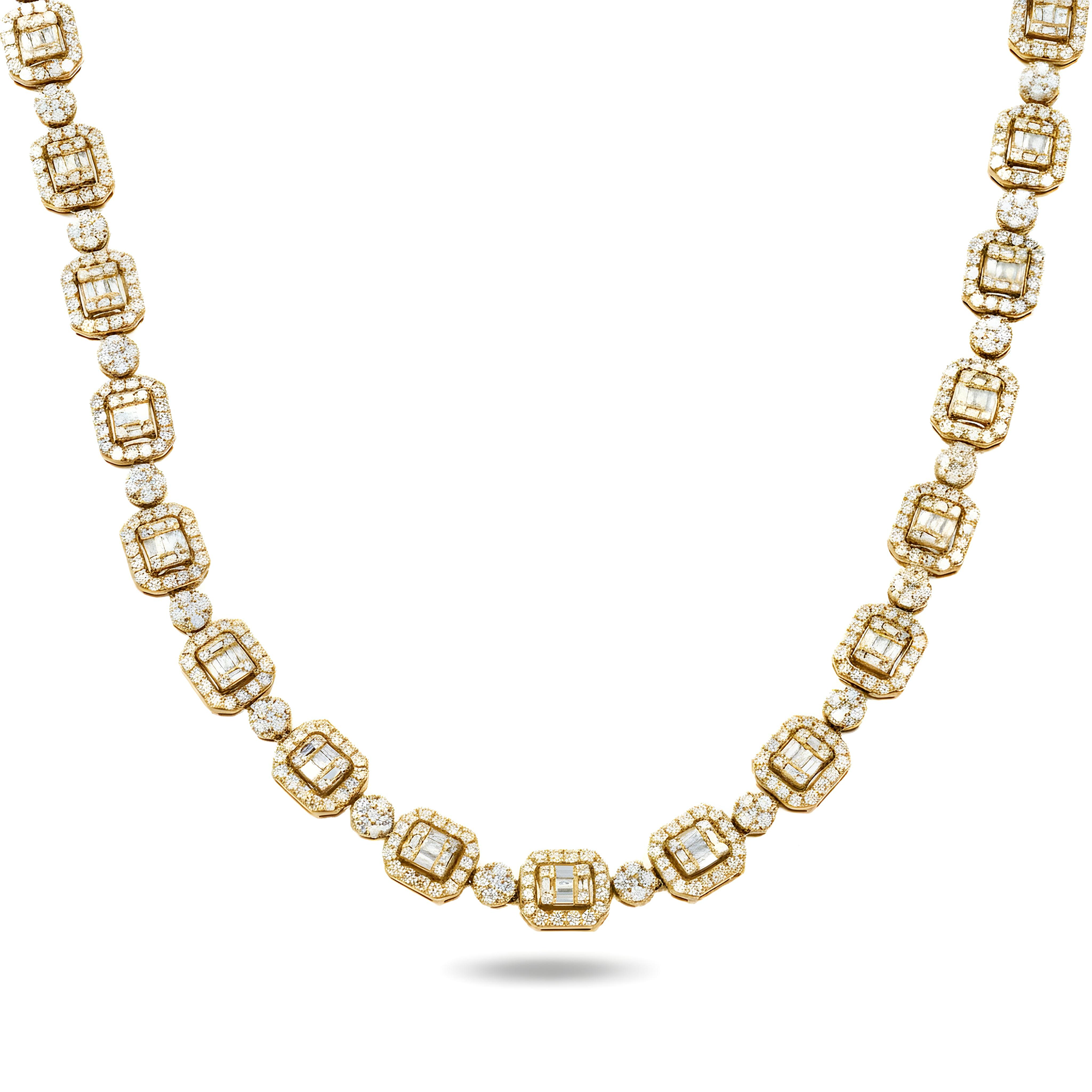 14K Rose Gold Round & Baguette Cut Diamond Tennis Chain 17.57ct