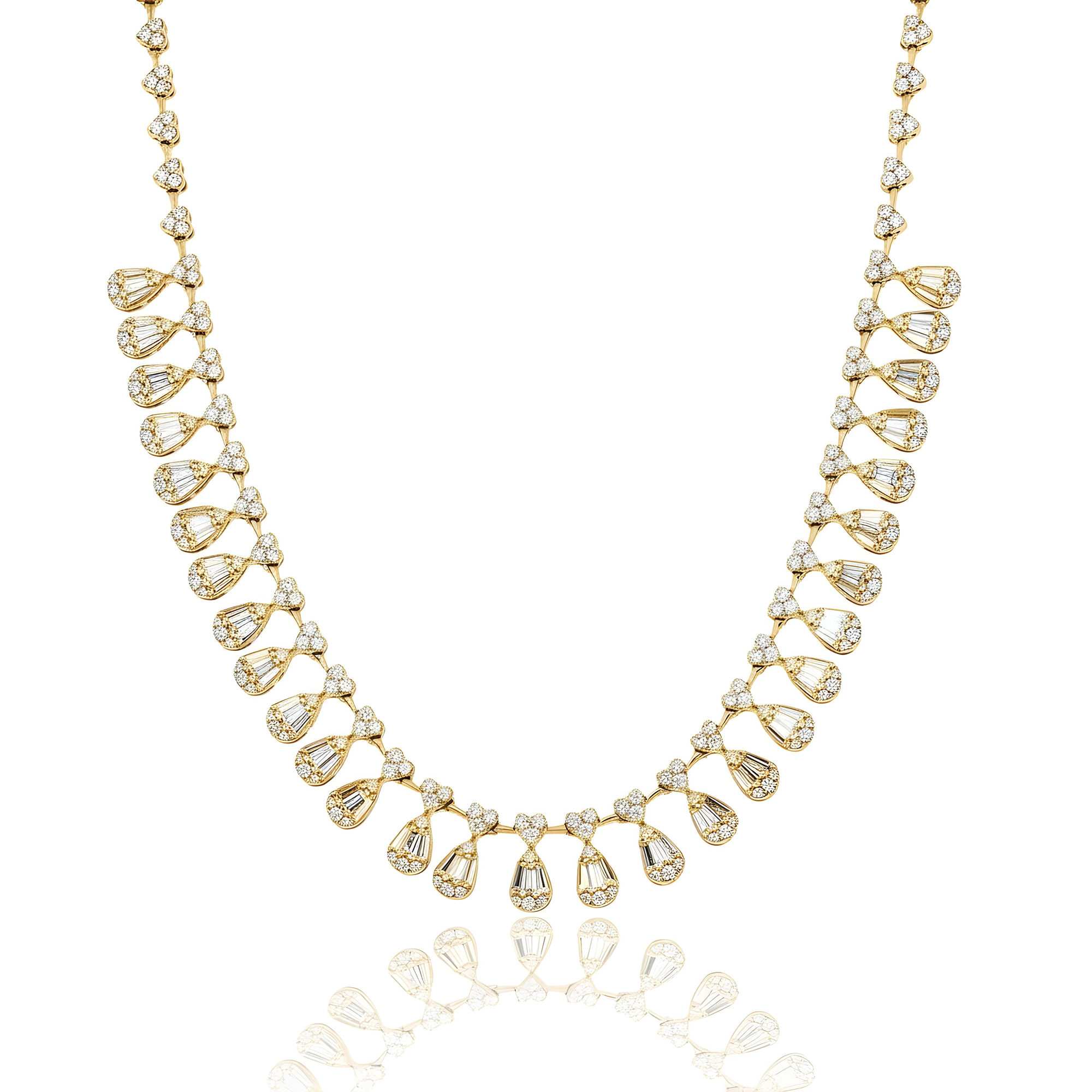 14K White Gold Pear Drop Diamond Necklace 15.25ct