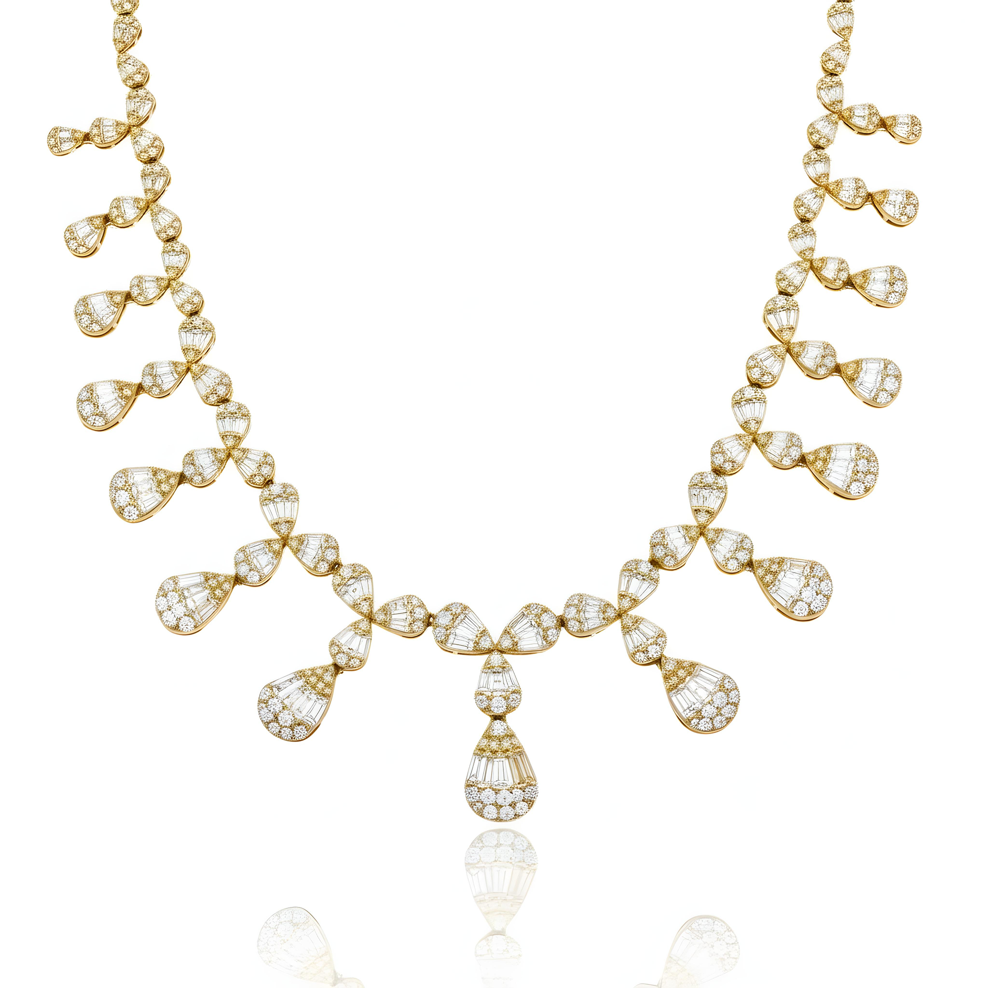 14K White Gold Dripping Vine Diamond Necklace 21.97ct
