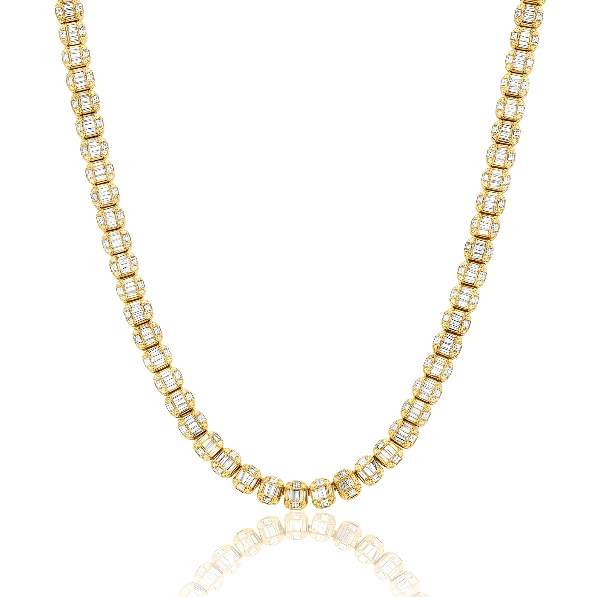 14K White Gold Baguette Diamond Chain 20.02ct