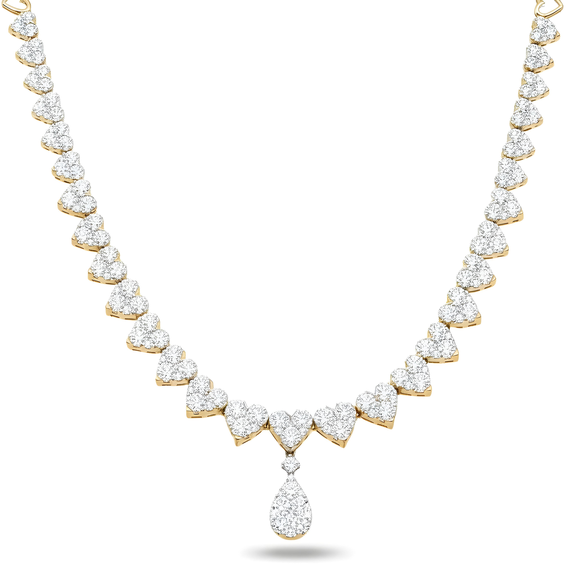 18K White Gold Multi Cut Diamond Drop Necklace 21.96ct