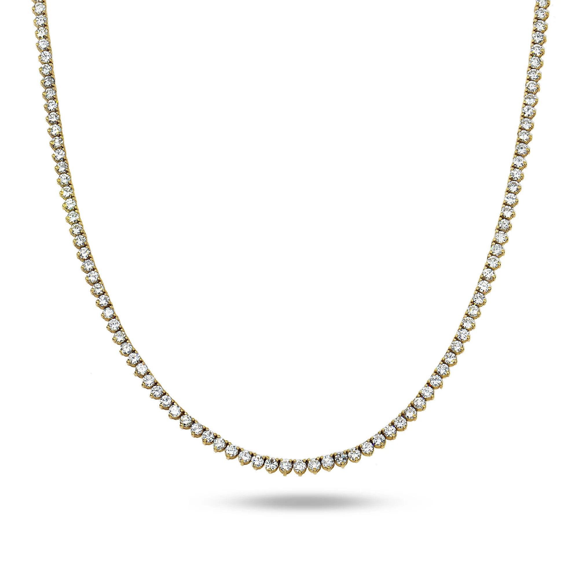 White Gold 3-Prong Round Diamond Tennis Chain 36.70ct