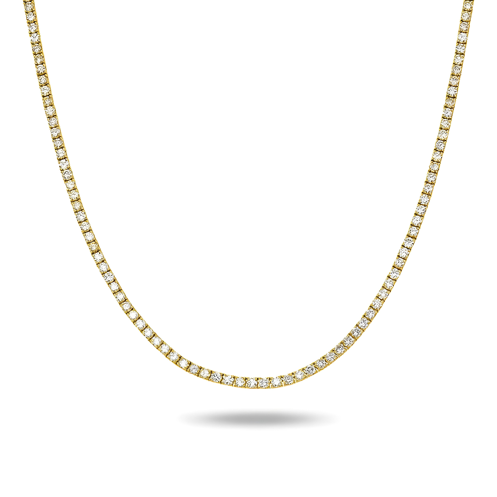 14K White Gold Round Diamond Tennis Chain 16.50ct (16"-22")