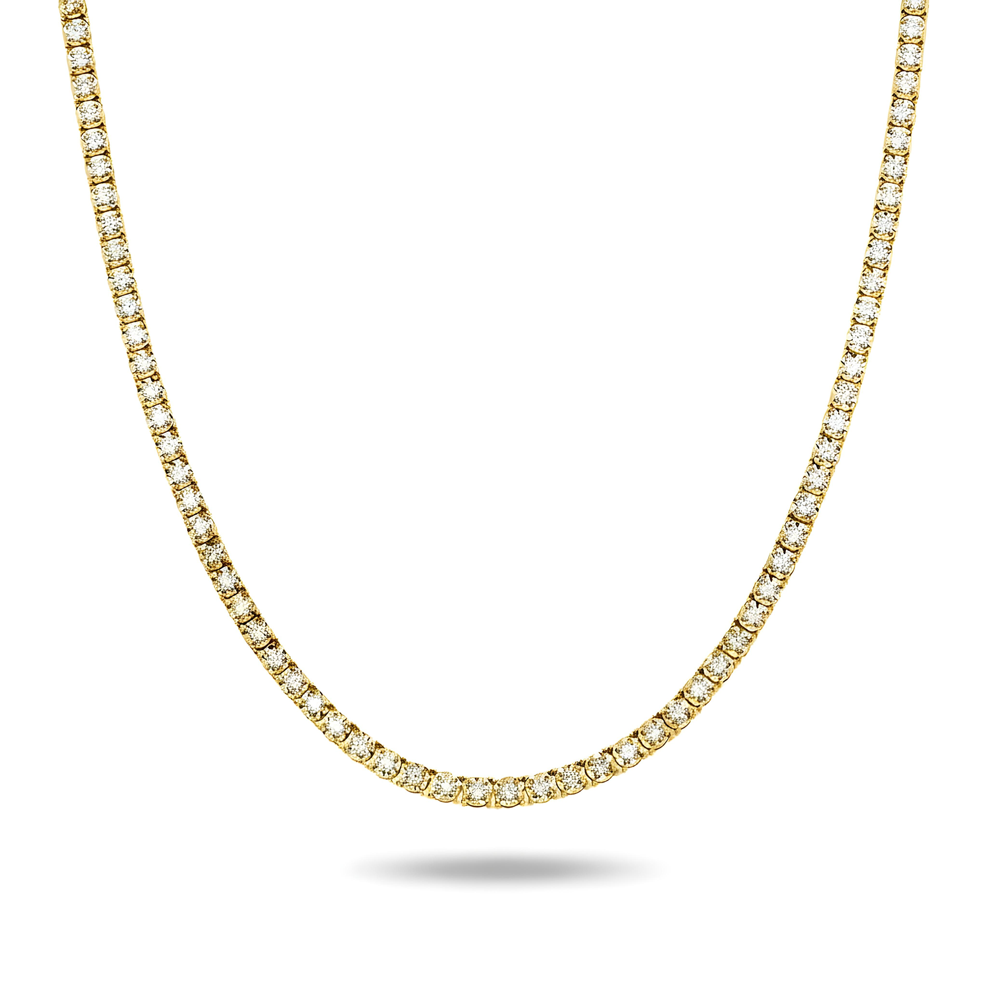 14K White Gold Round Diamond Tennis Chain 7.75ct (16"-22")