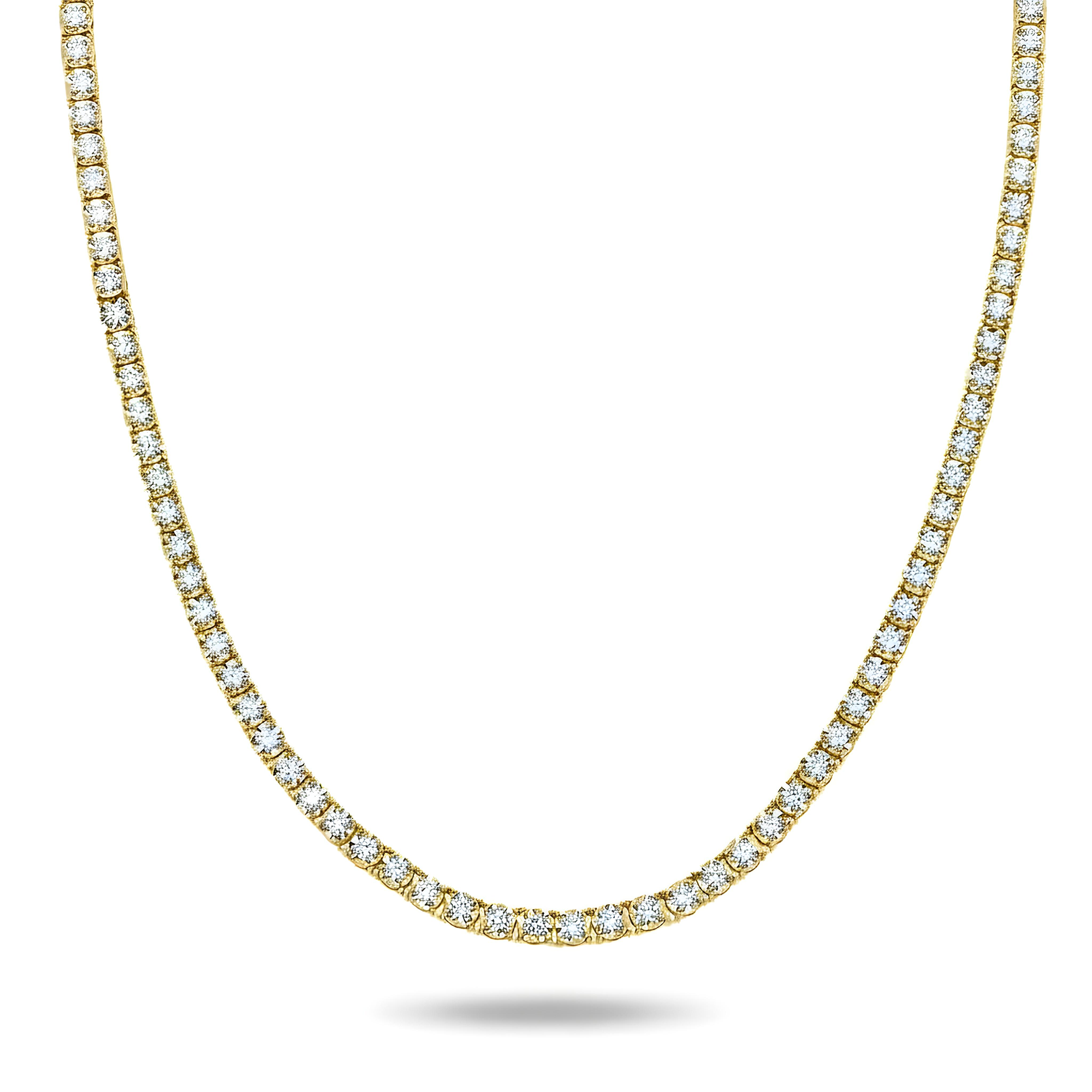 14K White Gold Round Diamond Tennis Chain 6.16ct (16"-22")