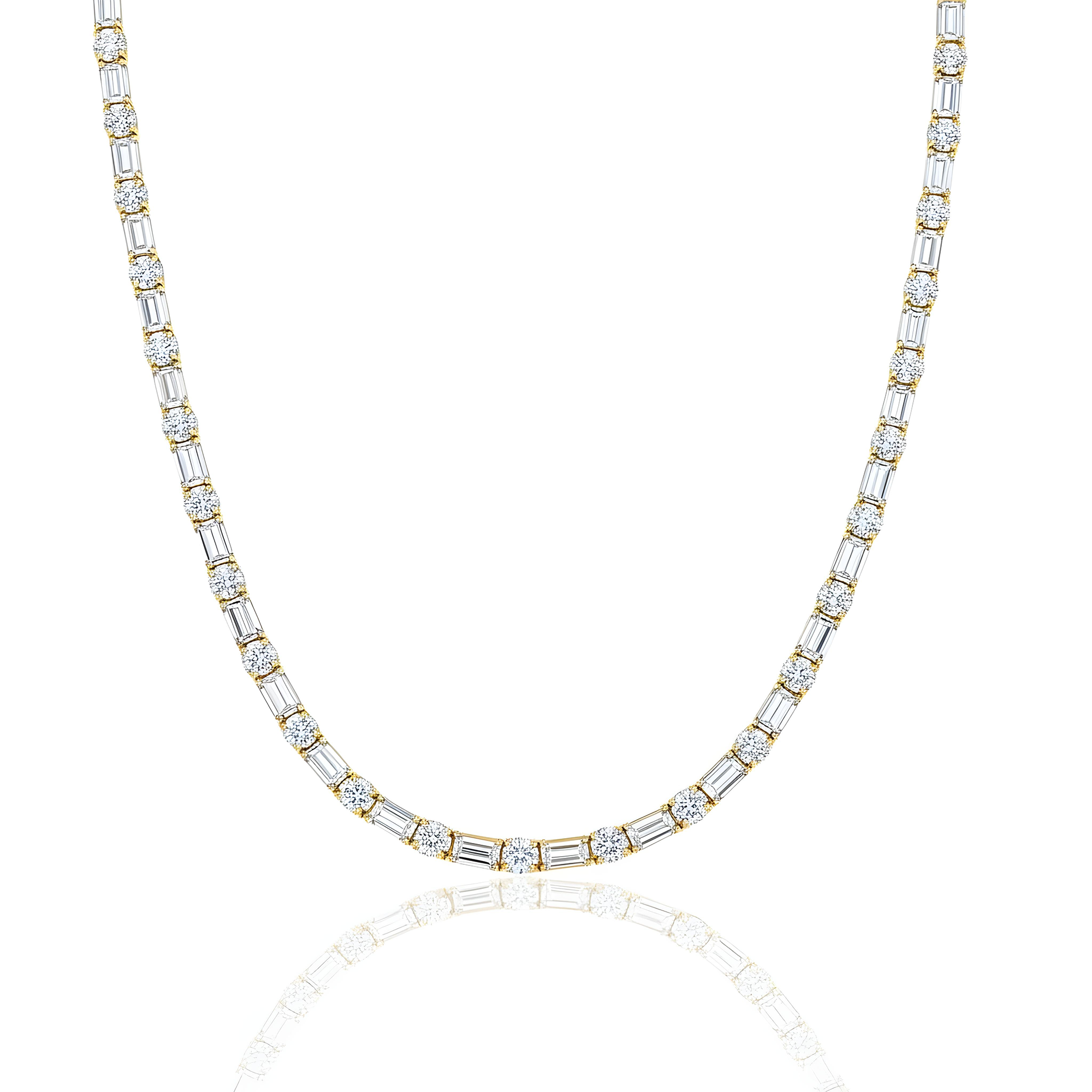 14K White Gold Round & Emerald Cut Diamond 84.42ct