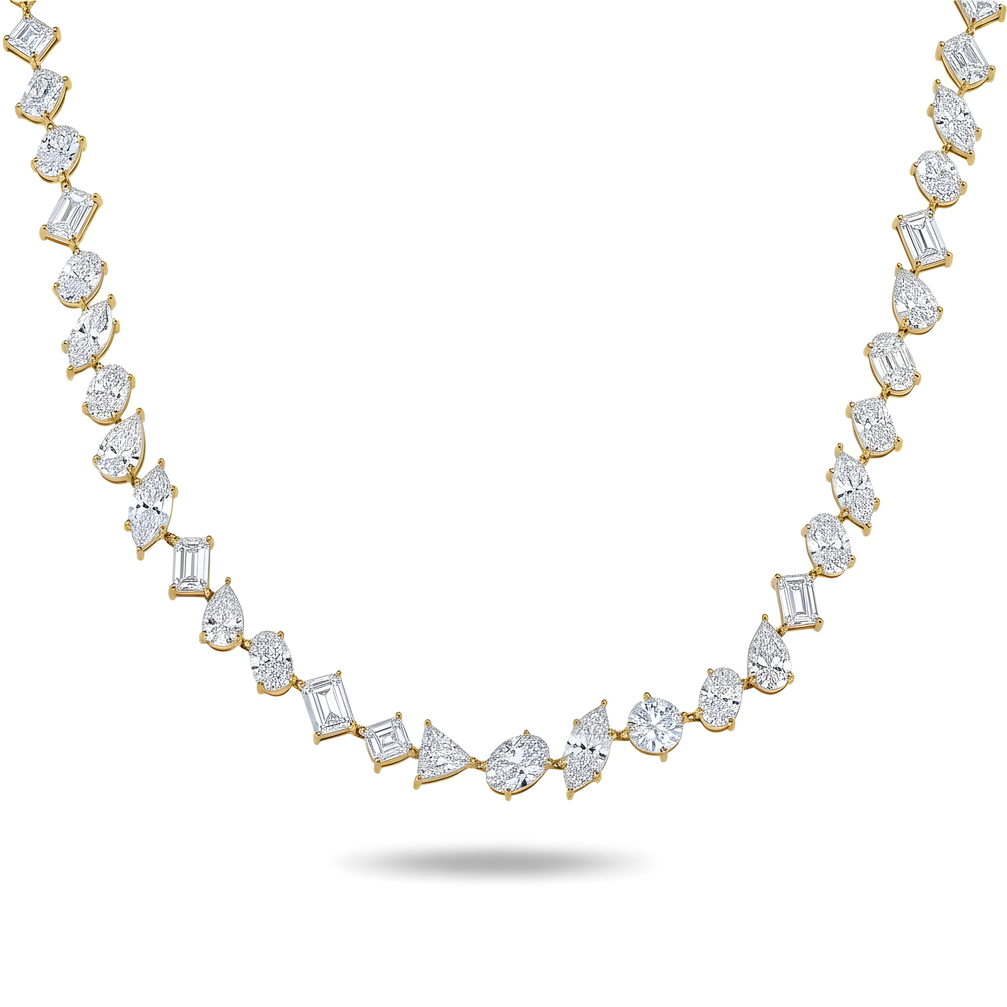 14K White Gold Multi Cut Diamond Necklace 70.71ct