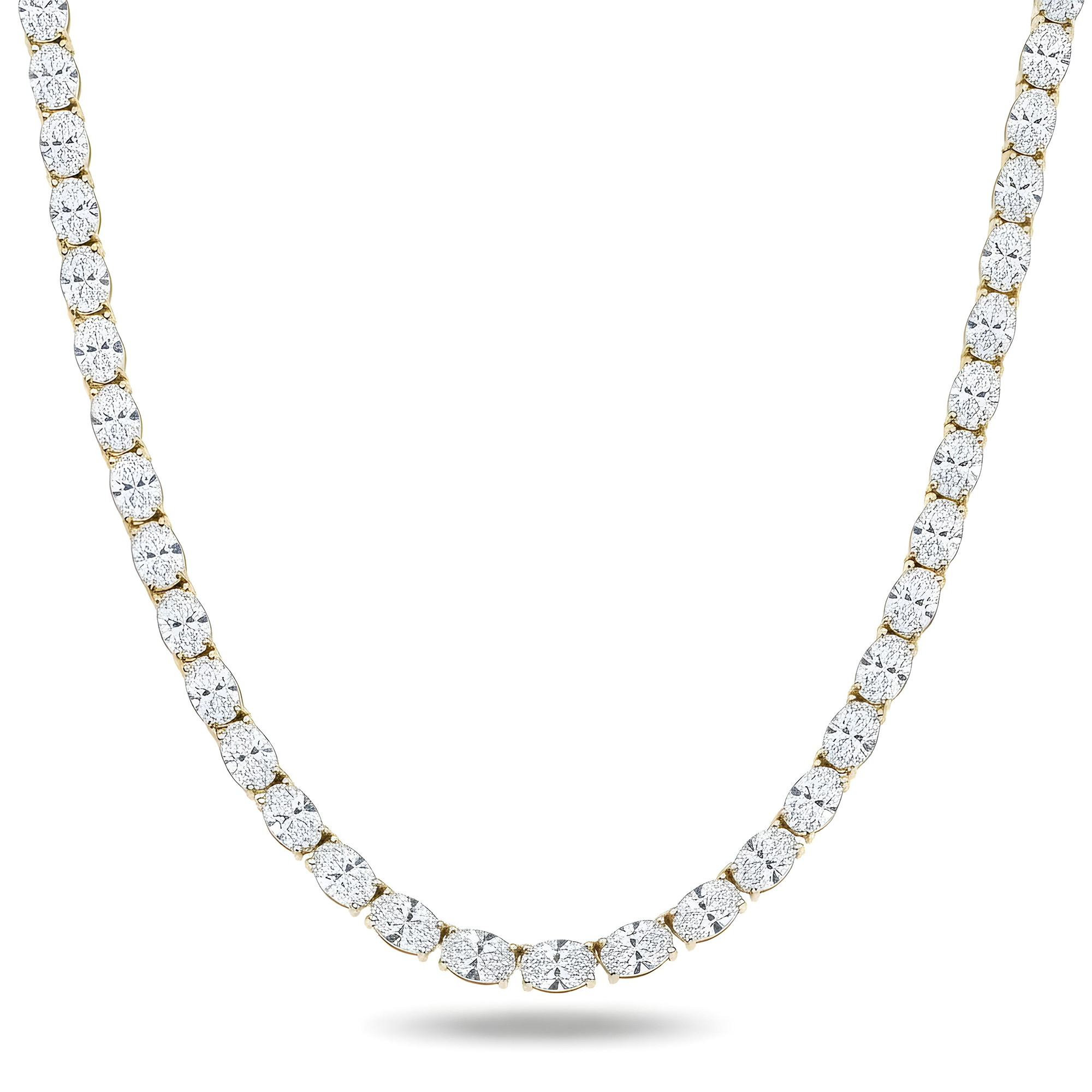 14K White Gold Oval Cut Diamond Chain 53.90ct